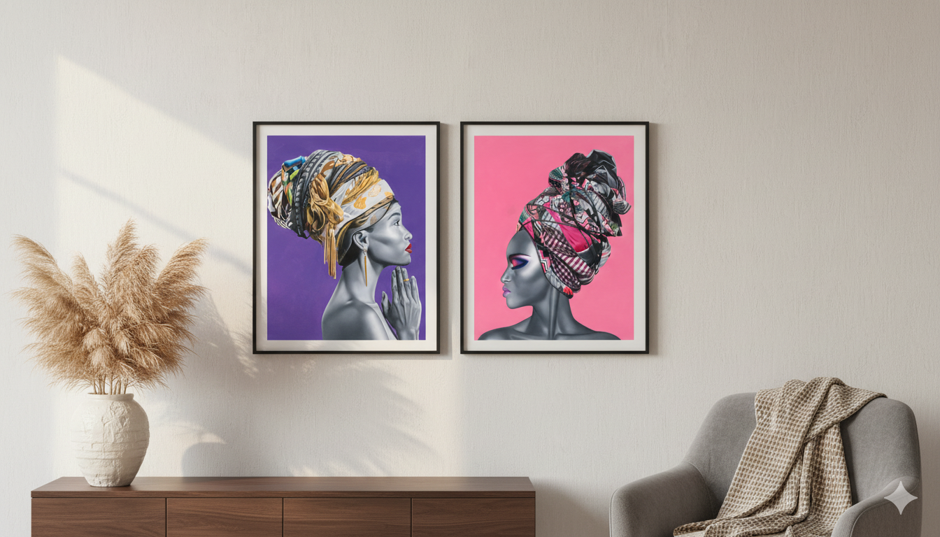 Black and white framed print of a leopard's face, showcasing African wildlife artistry.