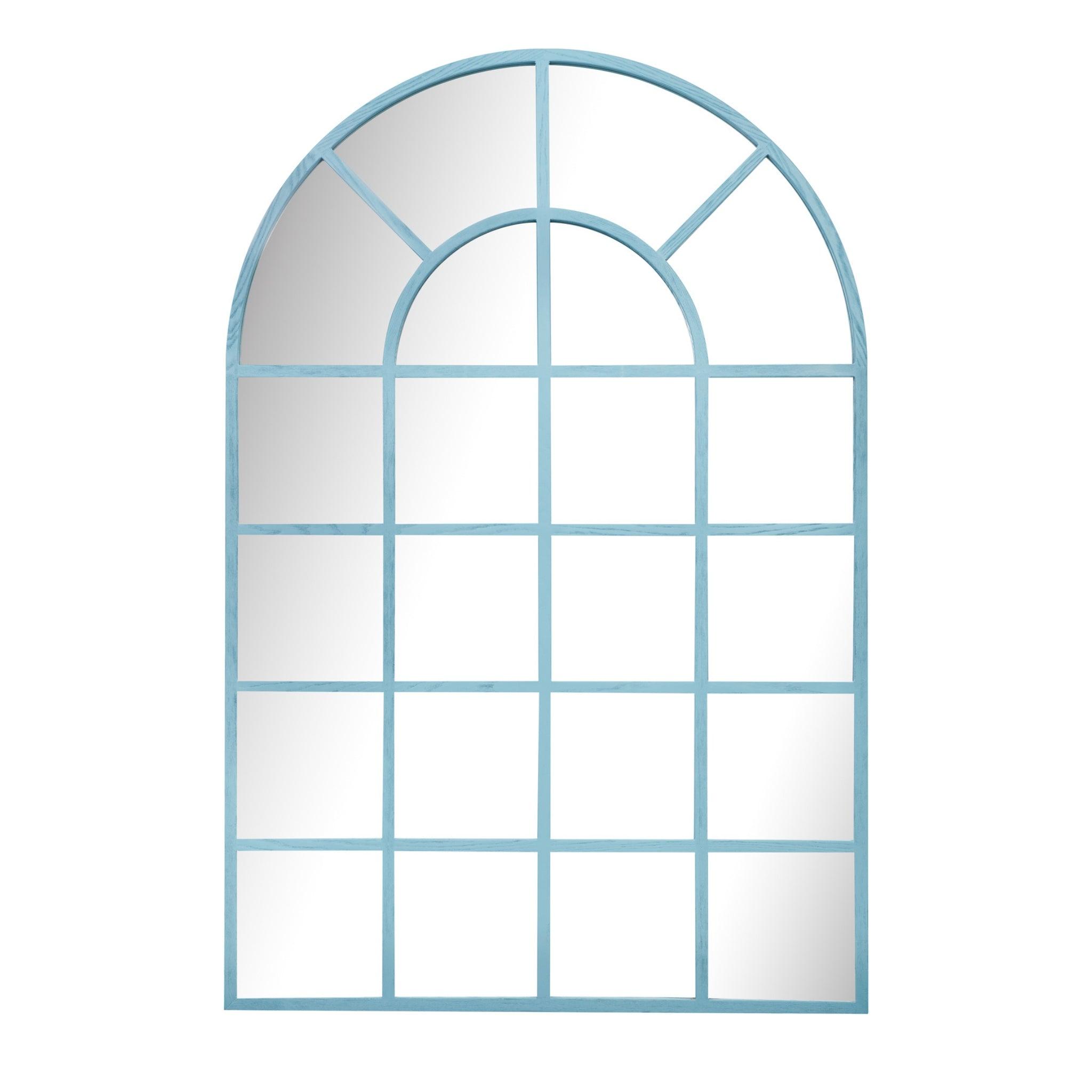 Large Arch Mirror with wood-styled resin frame and arched top, perfect for home decor enhancement.