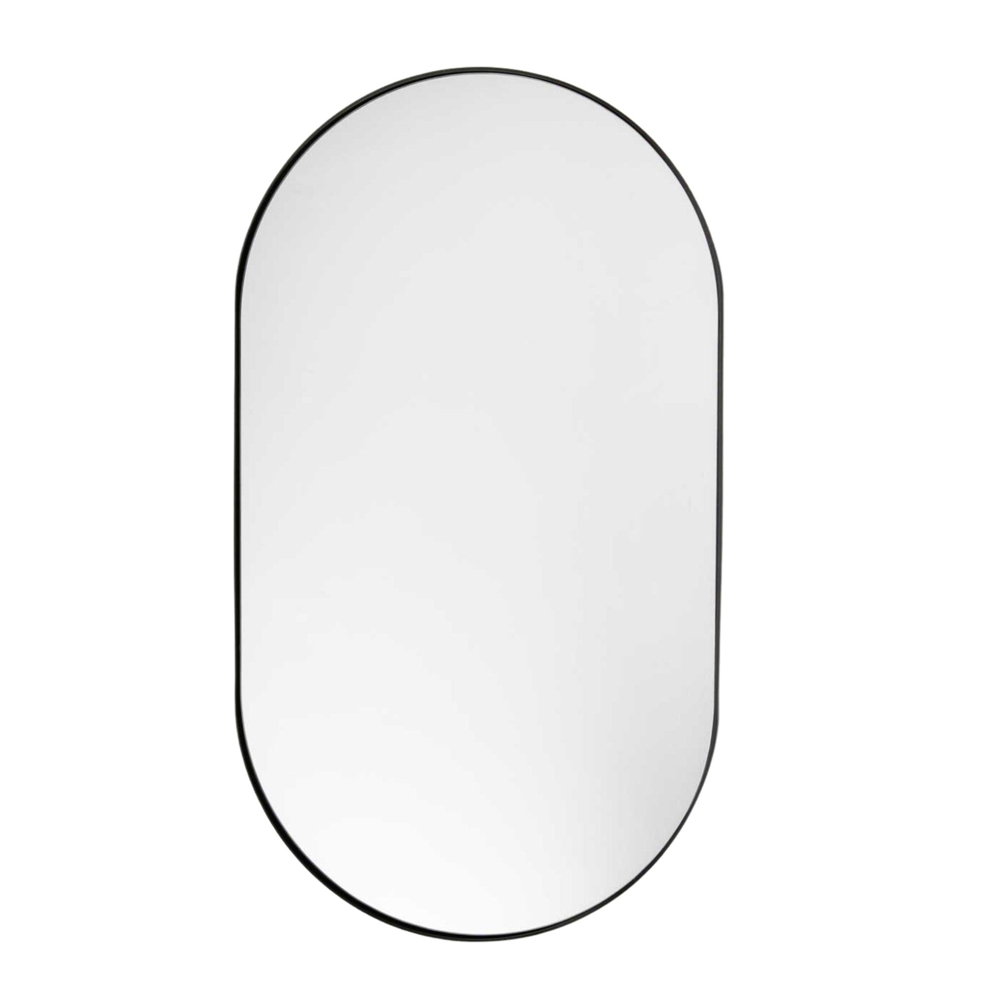 Aura Mirror - Small sleek industrial chic mirror with rounded edges, ideal for entryways and living spaces.