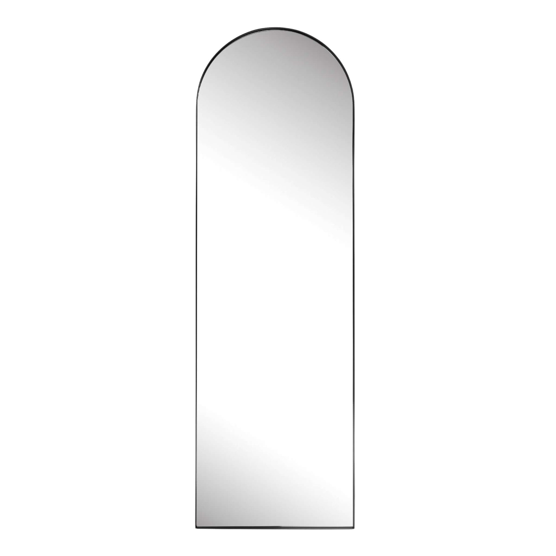 Large Rounded Crescent Mirror with sleek aluminium frame, perfect for modern and classic interiors.