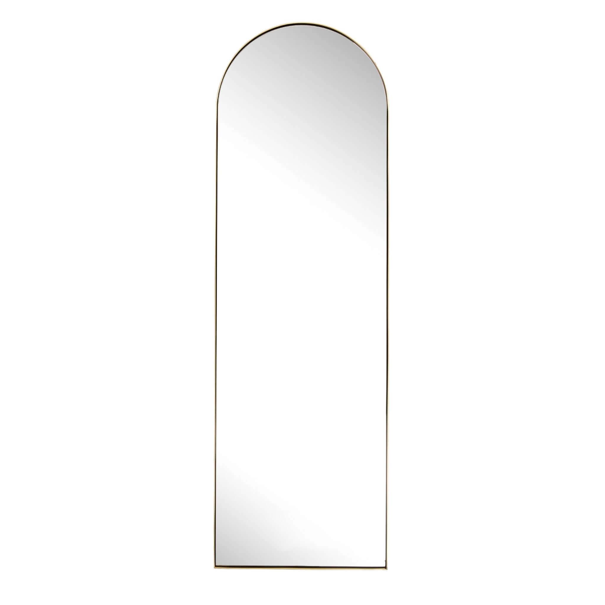 Large rounded crescent mirror with sleek aluminium frame, perfect for modern and classic interiors.