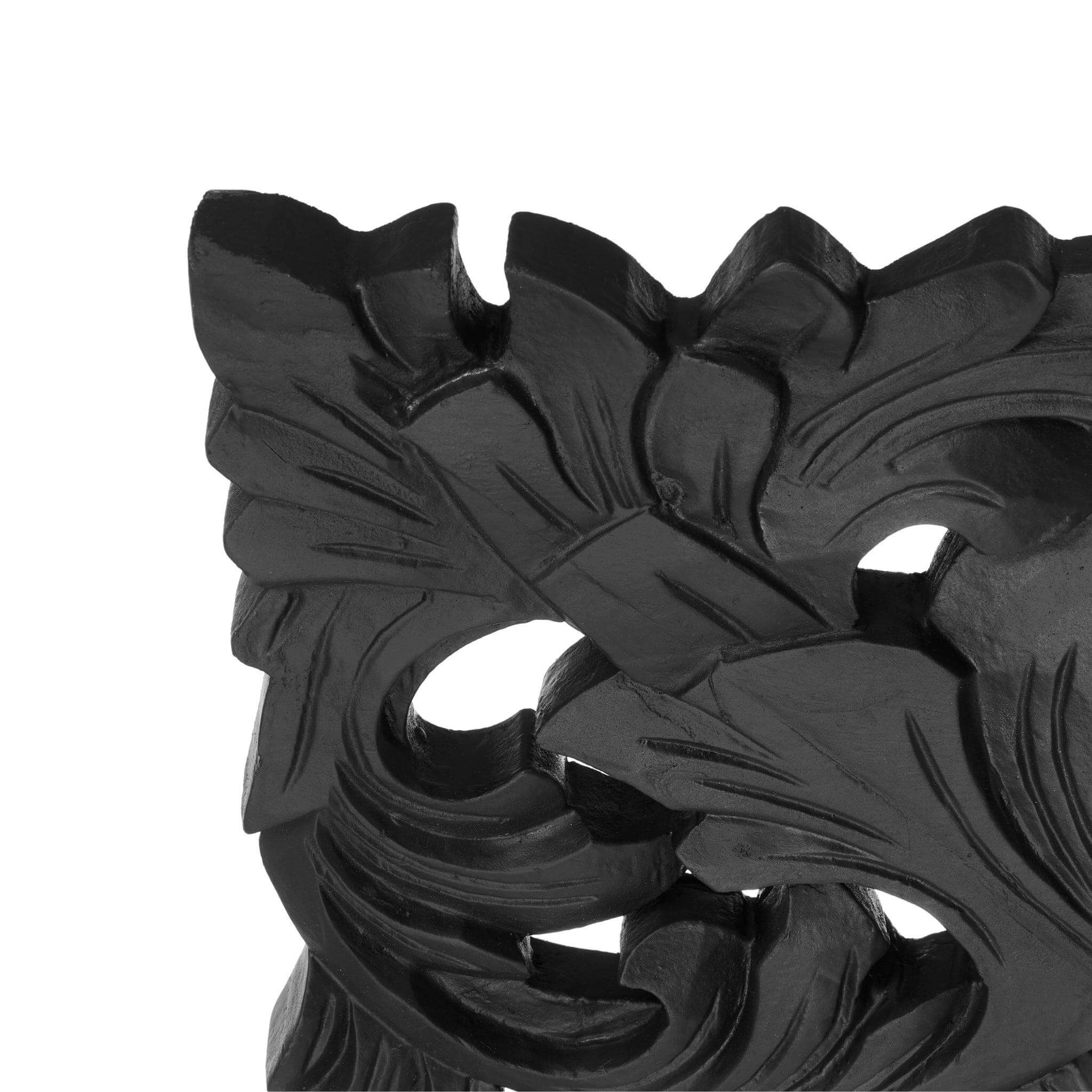 Close-up of the ornate black resin frame detail of the Envy Mirror, inspired by classic French design.