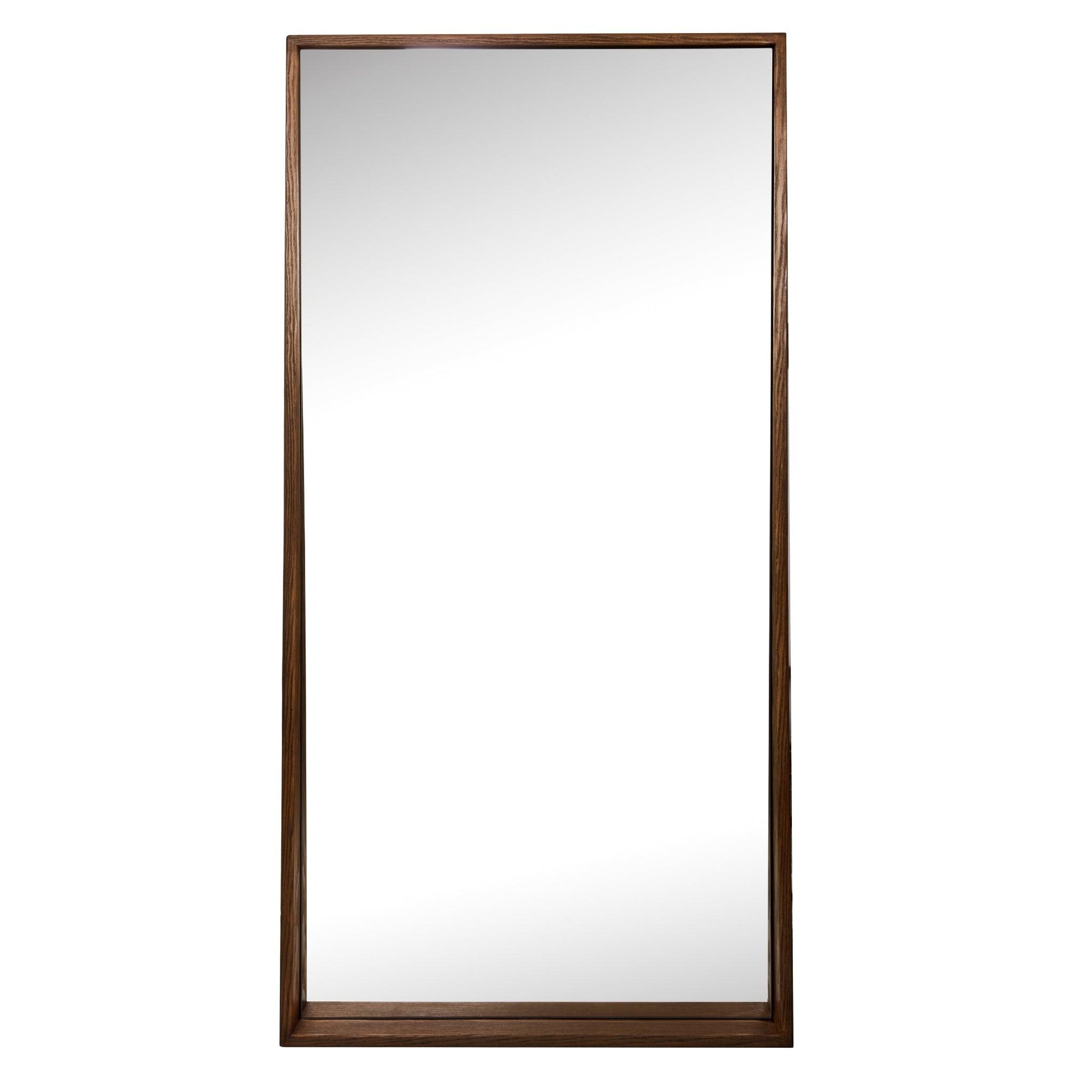 Jupiter Mirror with wood-styled resin frame, modern full-length design for contemporary minimalism.