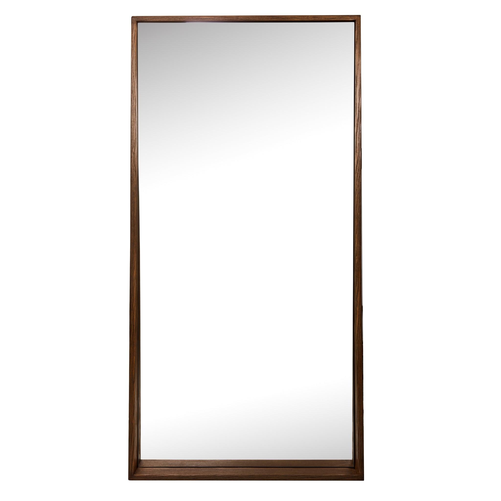 Jupiter Mirror with wood-styled resin frame, modern full-length design for contemporary minimalism.