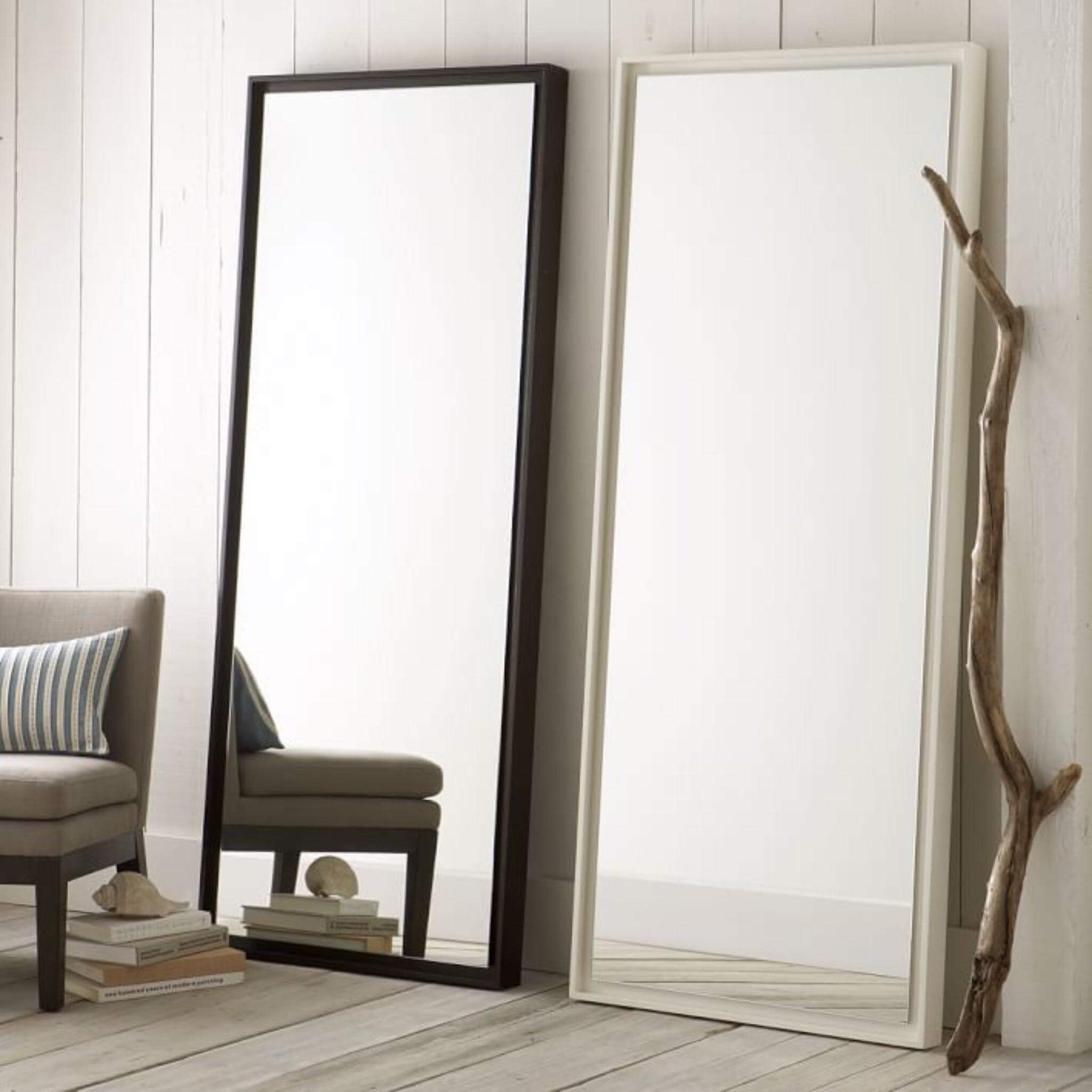 Lily Mirror - Large full-length mirrors with wooden frames in elegant living space, perfect for bedrooms or dressing rooms.
