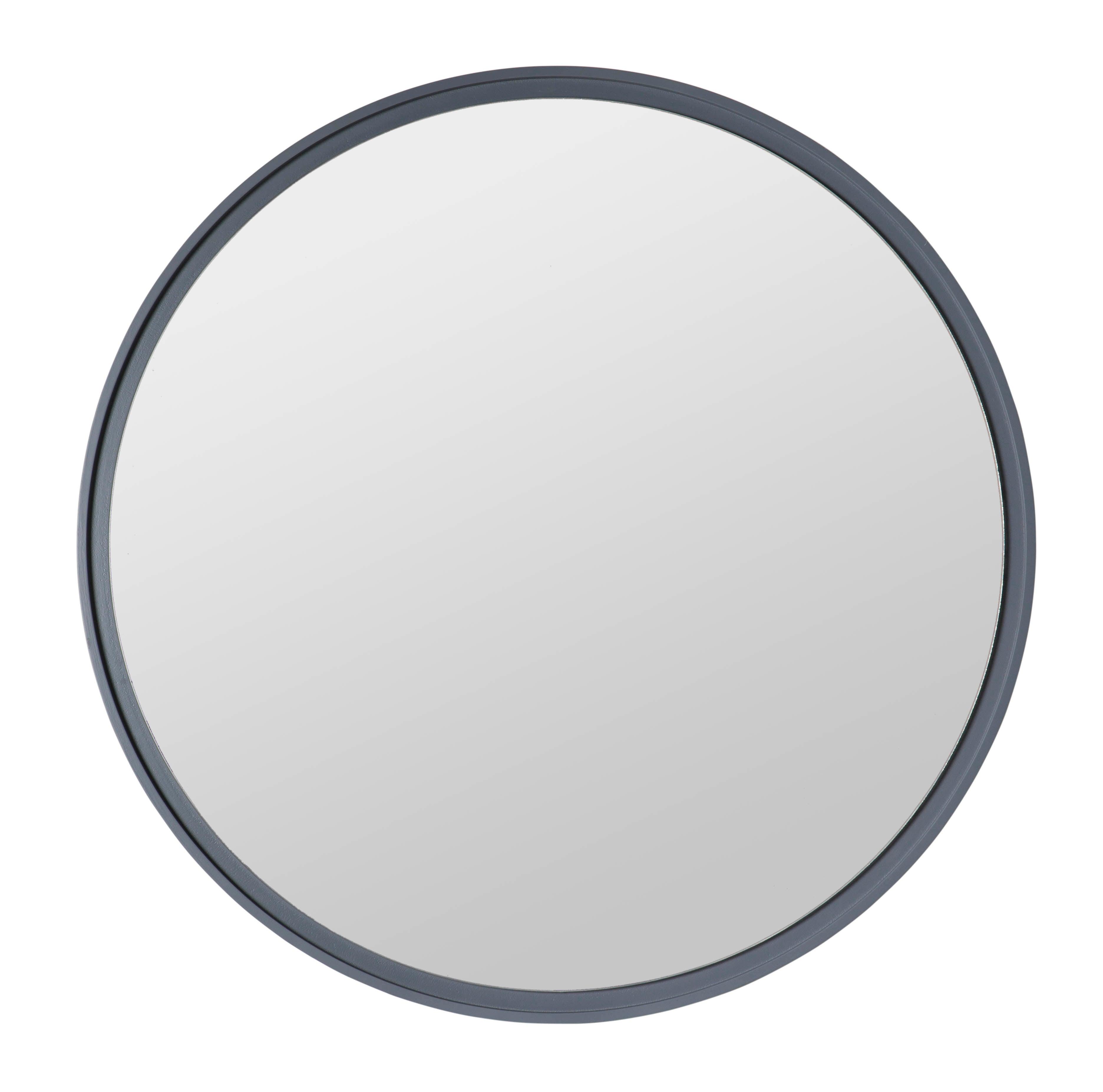 Lily Round Mirror in sleek resin frame, modern elegance with 900mm diameter, perfect for contemporary decor.