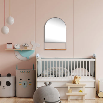 Mary Jane Mirror styled in a modern nursery.