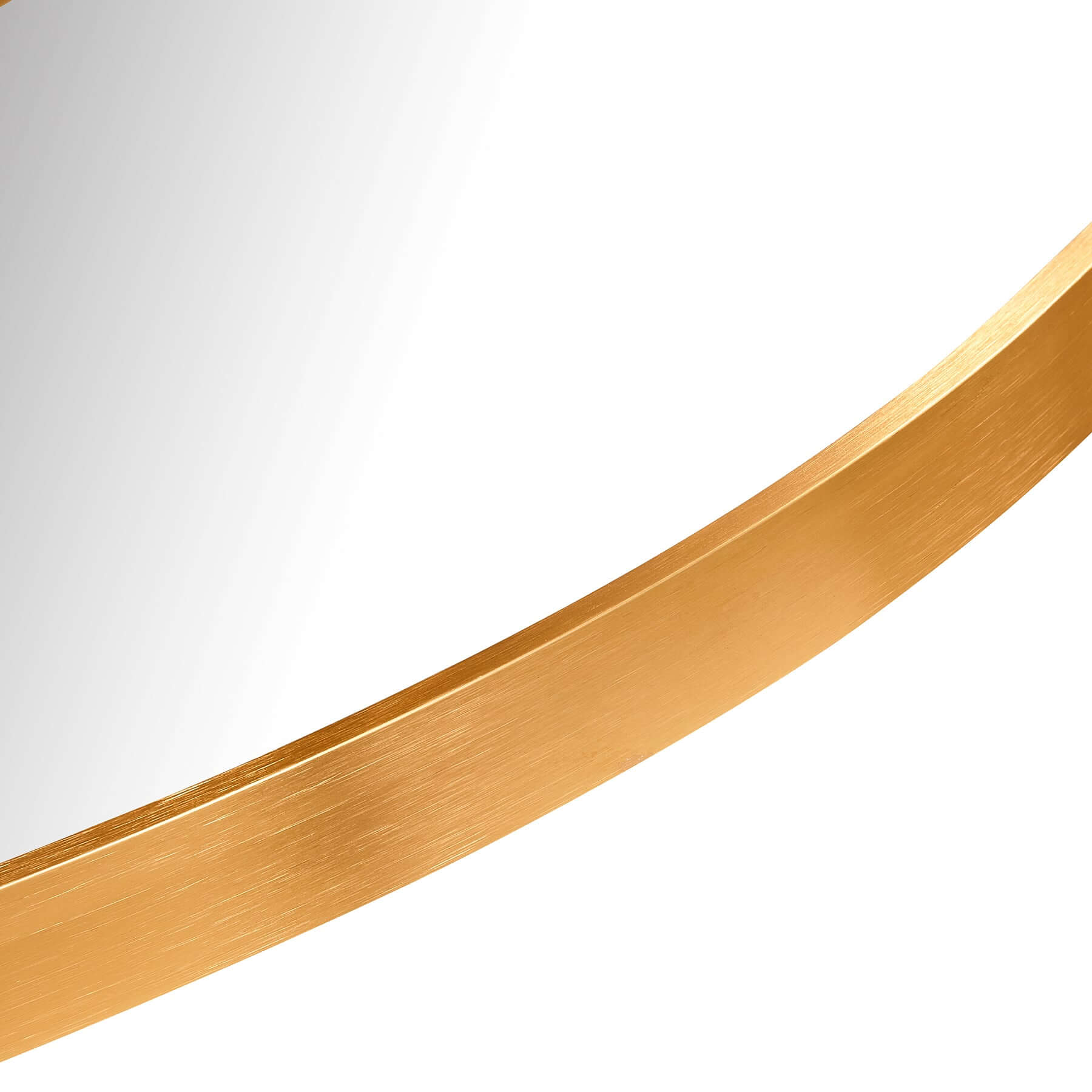 Close-up of the Oval Aluminium Mirror with a sleek gold frame and modern minimalist design.
