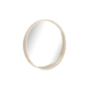Round Stretched Mirror with a tapered rubber wood frame, perfect for modern or traditional decor.
