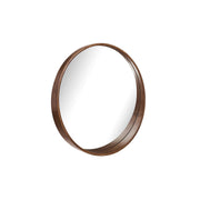 Round Stretched Mirror with a thick rubber wood frame and elegant tapered design, perfect for modern interiors.