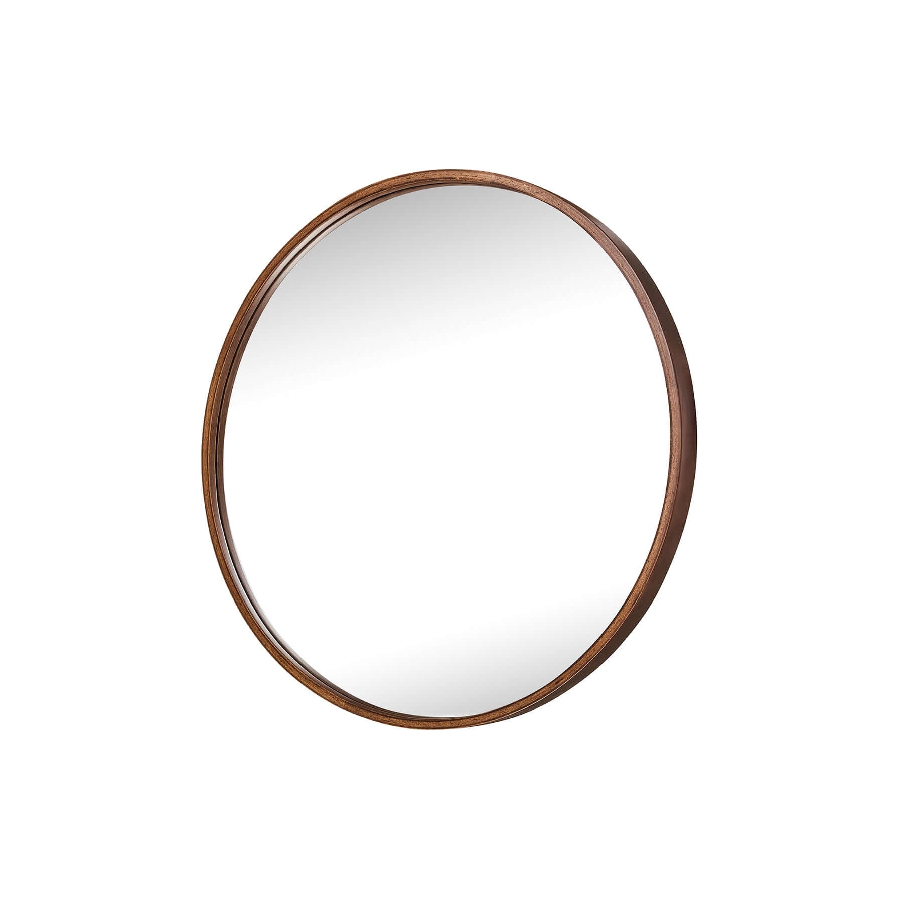 Round 685 Mirror with rubber wood frame, featuring a recessed glass design for a sophisticated look.