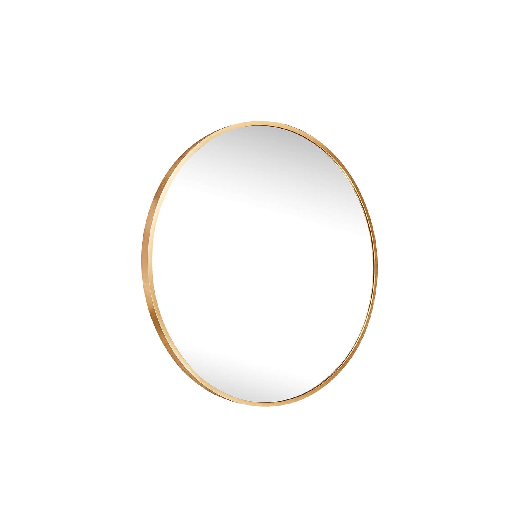 Small round aluminium mirror with a sleek frame, perfect for adding modern elegance to any space.