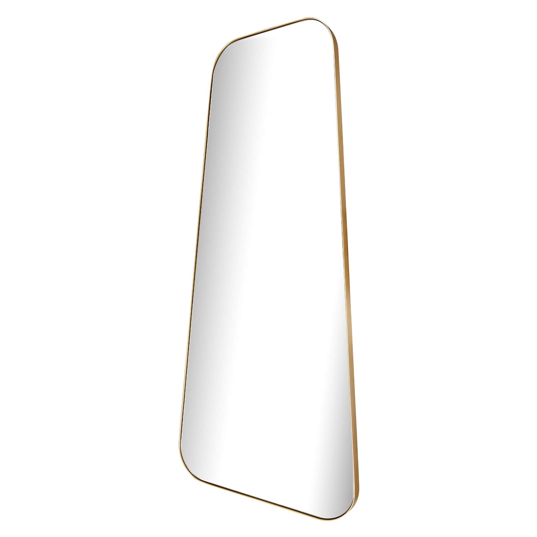 Bravo Mirror Range with sleek gold frame and modern curved design, perfect for contemporary wall decor.