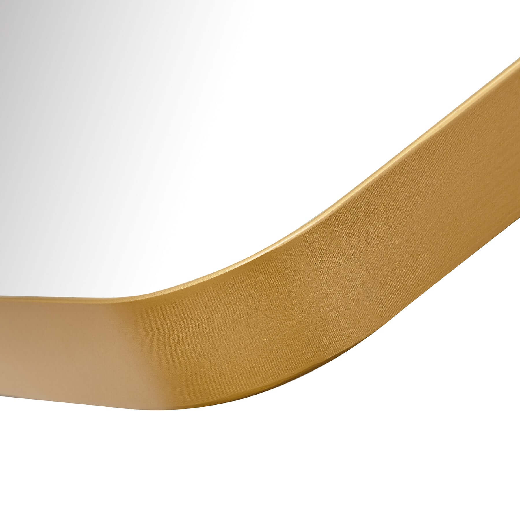Close-up of Bravo Mirror Range with sleek gold frame and subtly curved edges, showcasing modern sophistication.