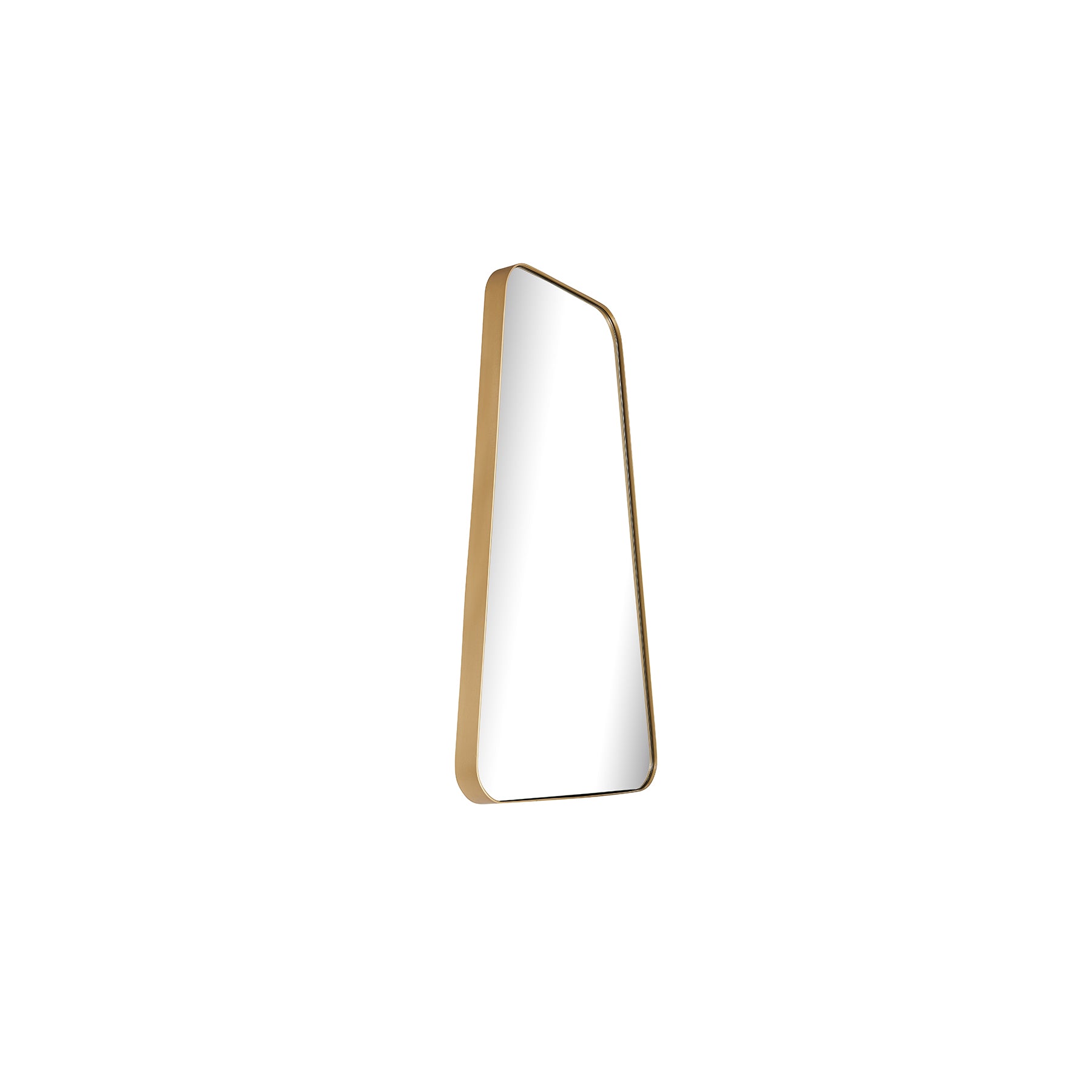 Bravo Mirror Range with sleek gold frame and modern curved silhouette.