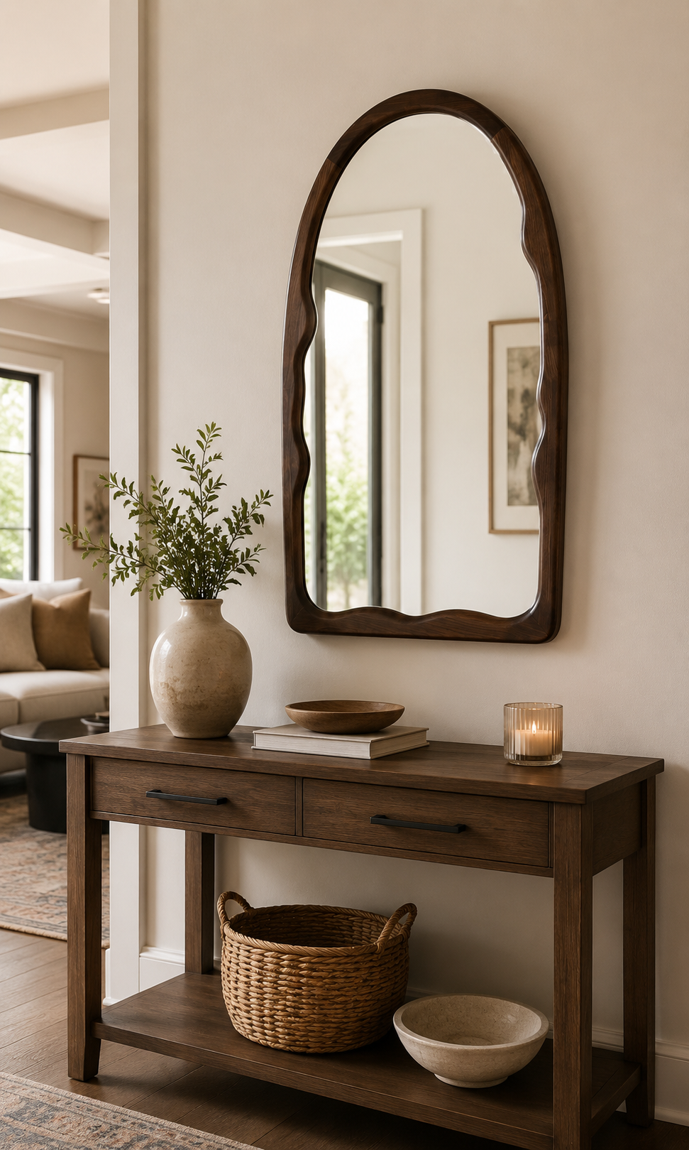 Irregular Arch Dark Walnut - 600x1000MM - Paramount Mirrors and Prints
