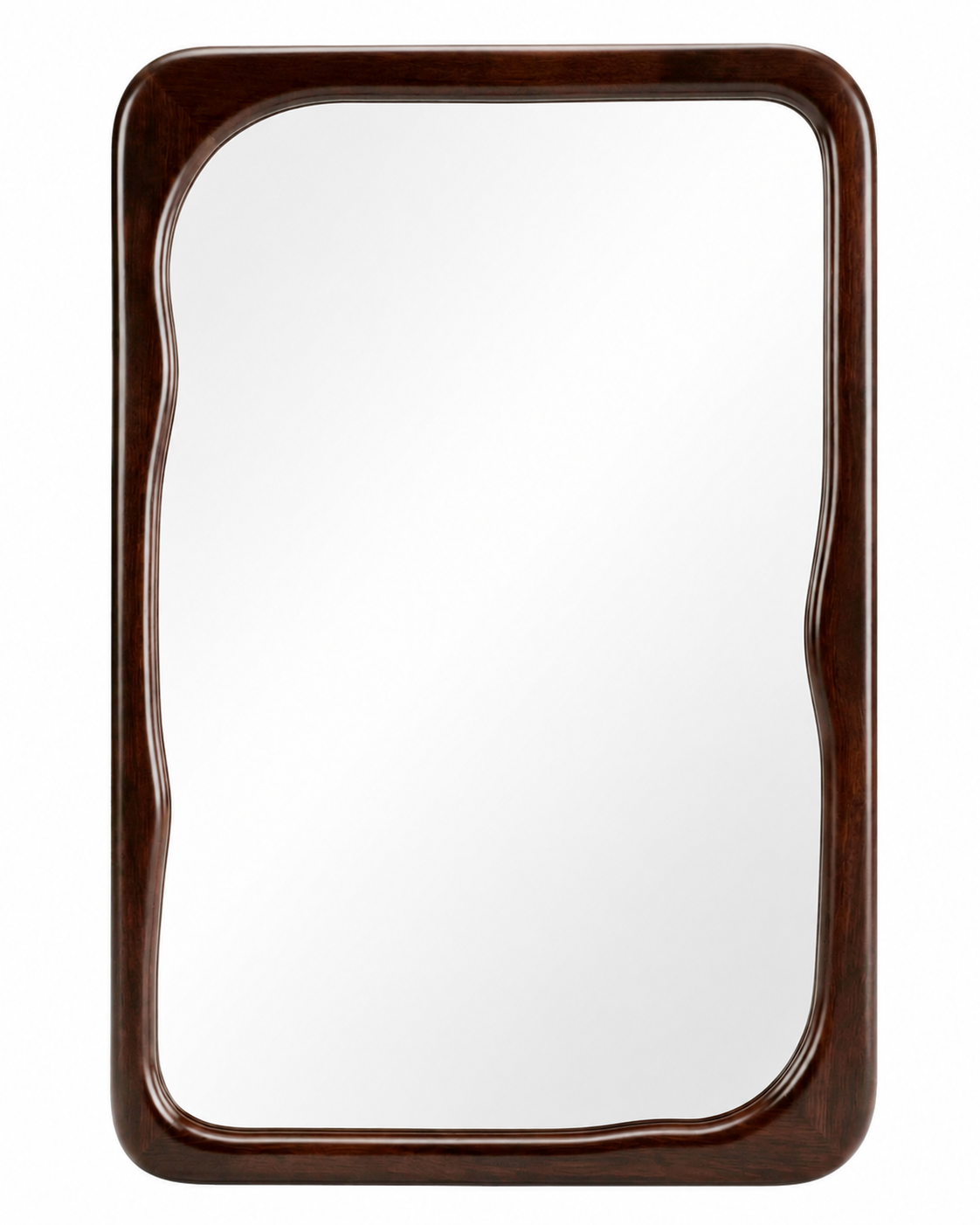 Irregular Square Mirror Dark Walnut - 600x900mm