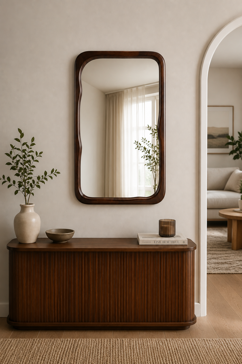 Irregular Square Mirror Dark Walnut - 600x900mm - Paramount Mirrors and Prints
