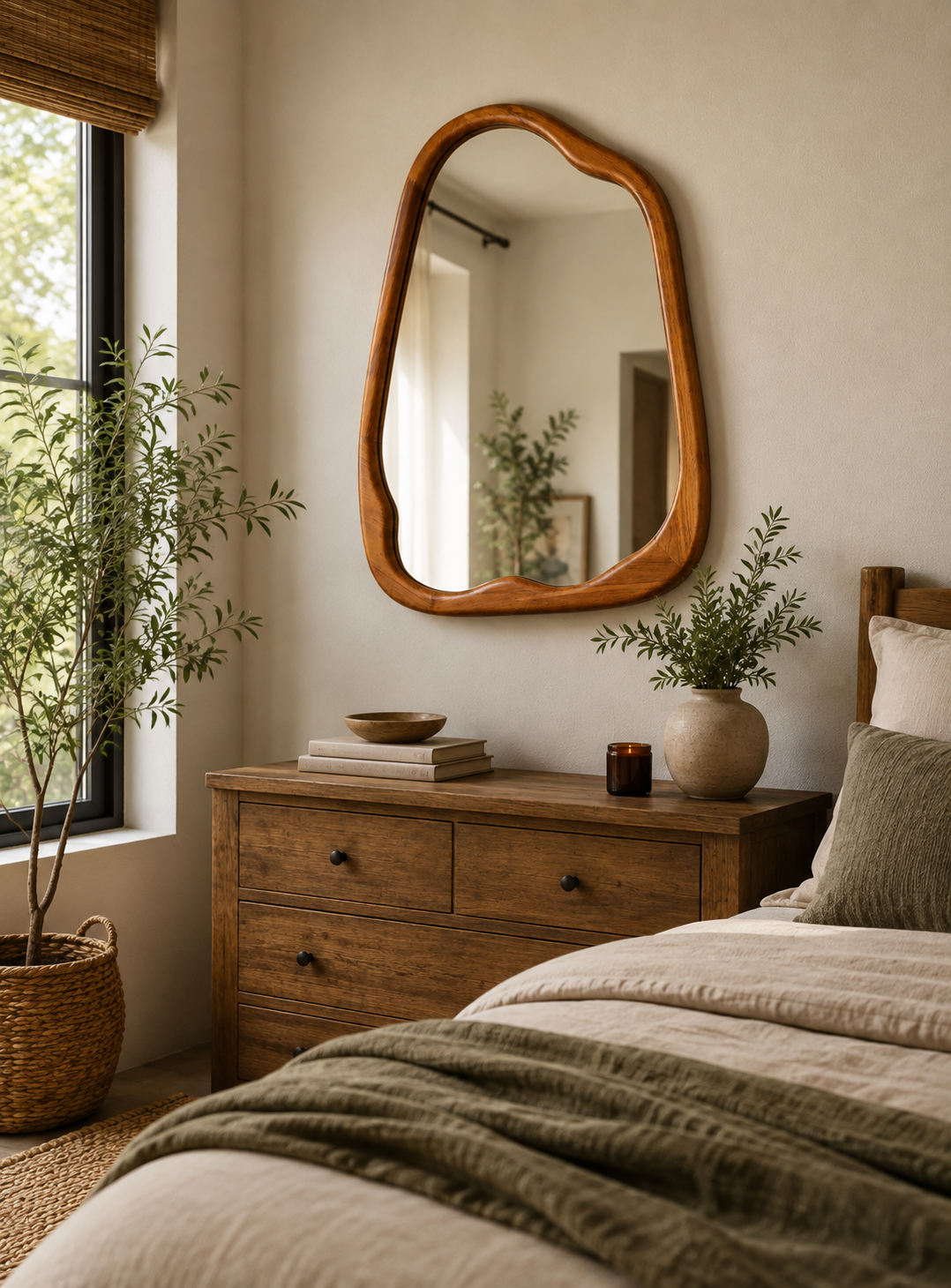 Irregular Walnut Mirror - 760x1000 - Paramount Mirrors and Prints