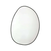 Aluminium frame mirror with modern curves, asymmetrical design, and a sleek black edge, measuring 600x800mm.