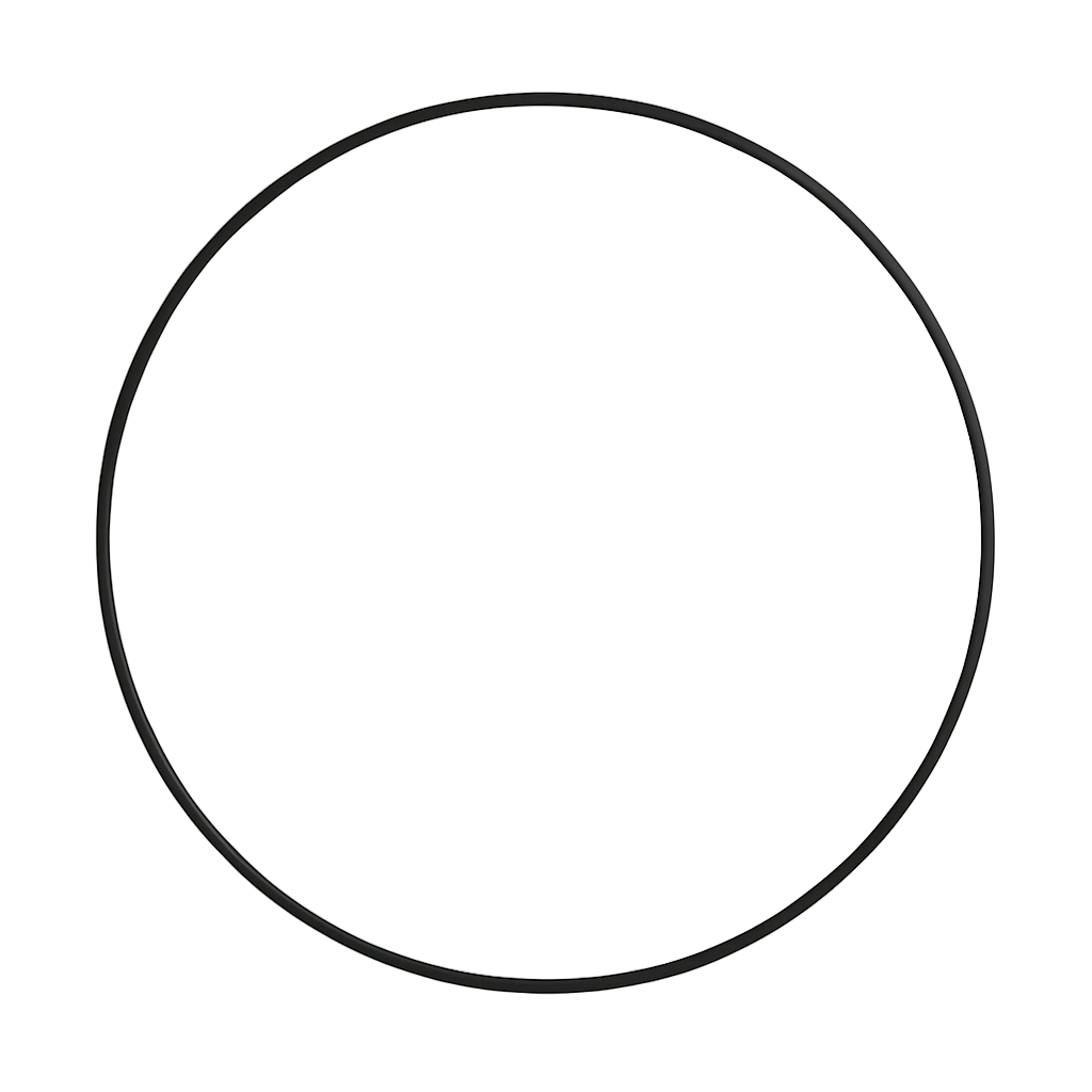 Round mirror with a black frame on a white background