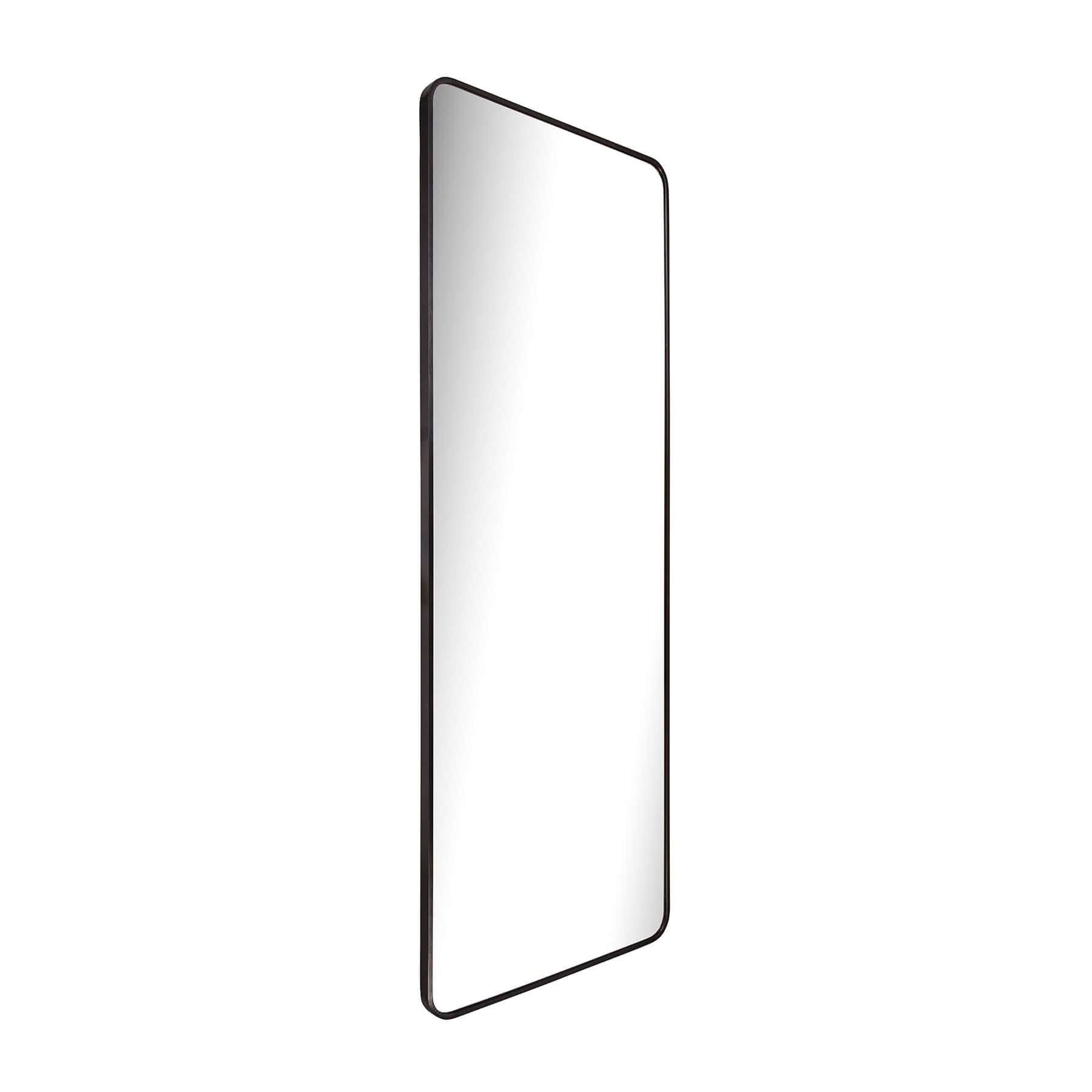 Large aluminium frame mirror with sleek black finish and rounded corners, perfect for modern decor.