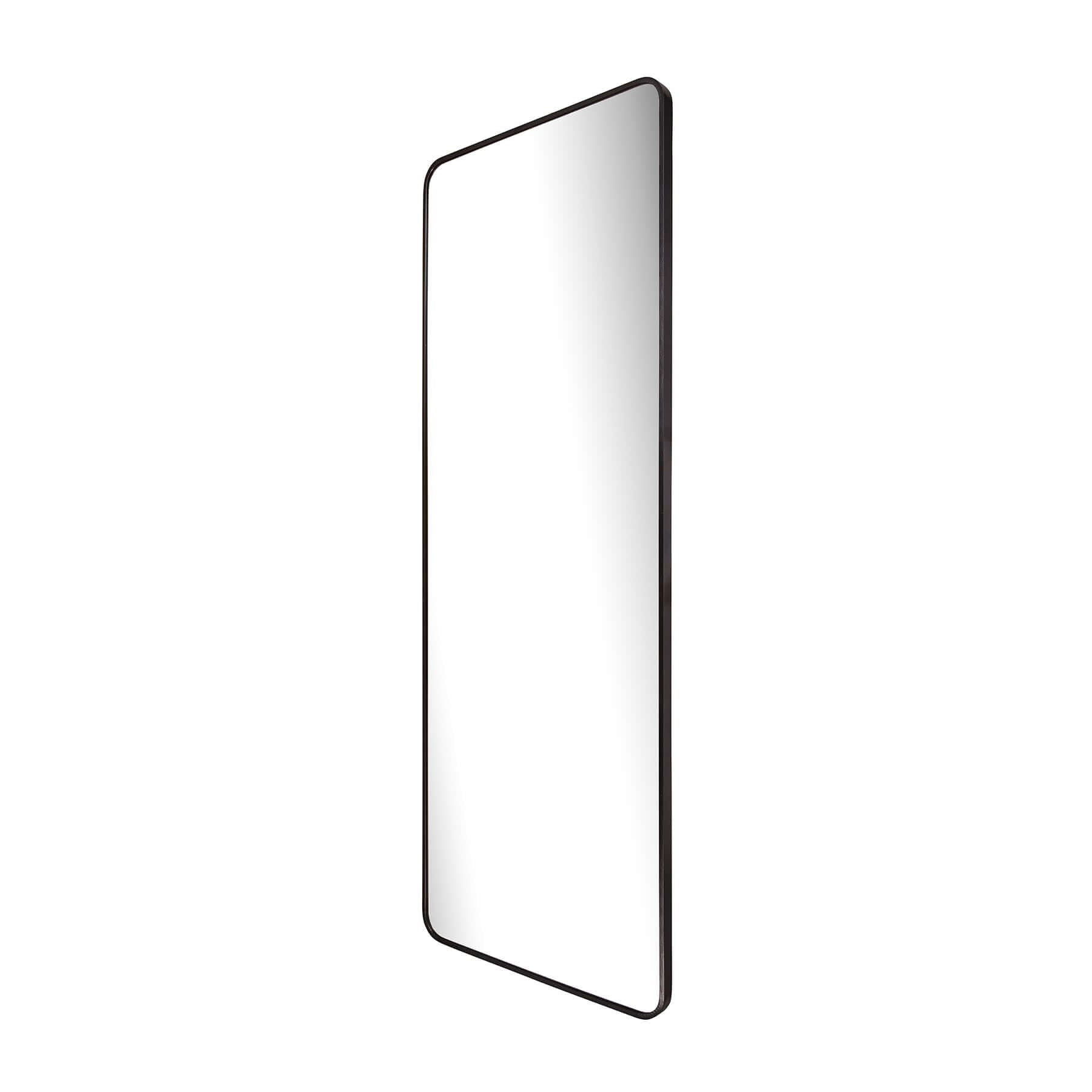 Large aluminum frame mirror with sleek black finish and modern rectangular design.