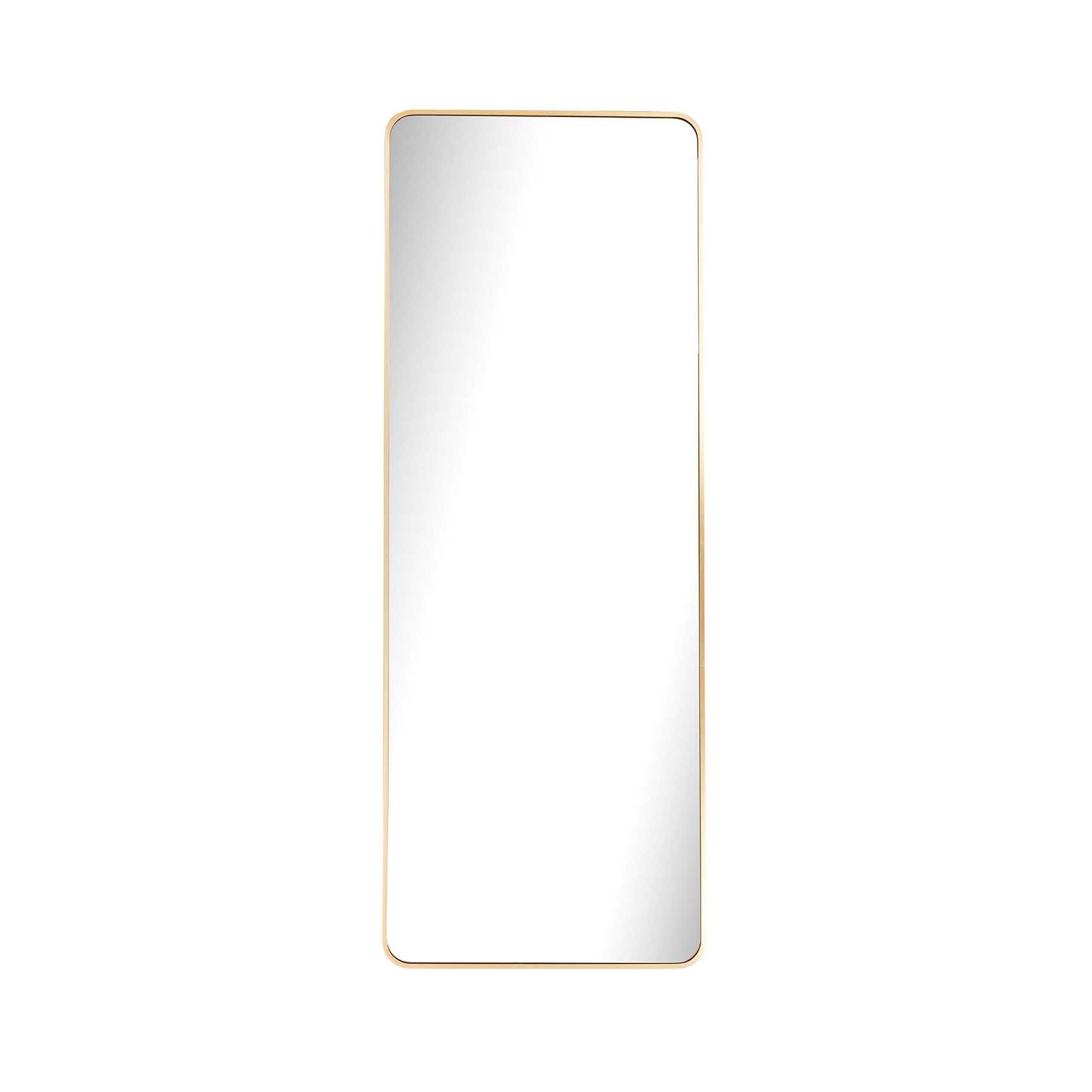 Large aluminum frame mirror with a sleek gold finish and modern rectangular design, perfect for stylish interiors.