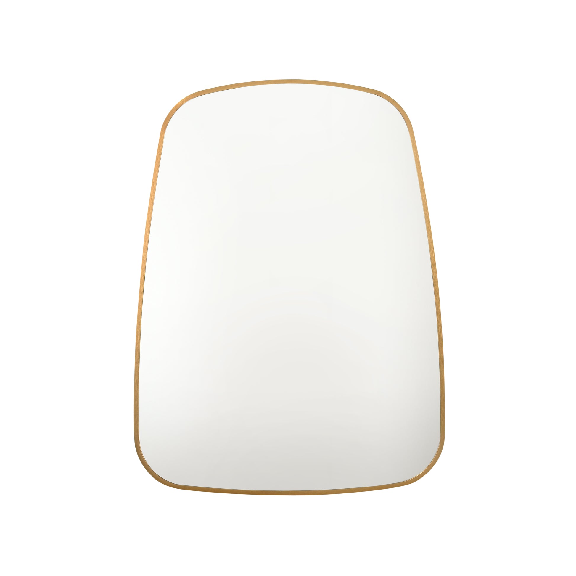 Aluminium frame mirror with soft edges in gold, modern design, ideal for contemporary bathroom decor.
