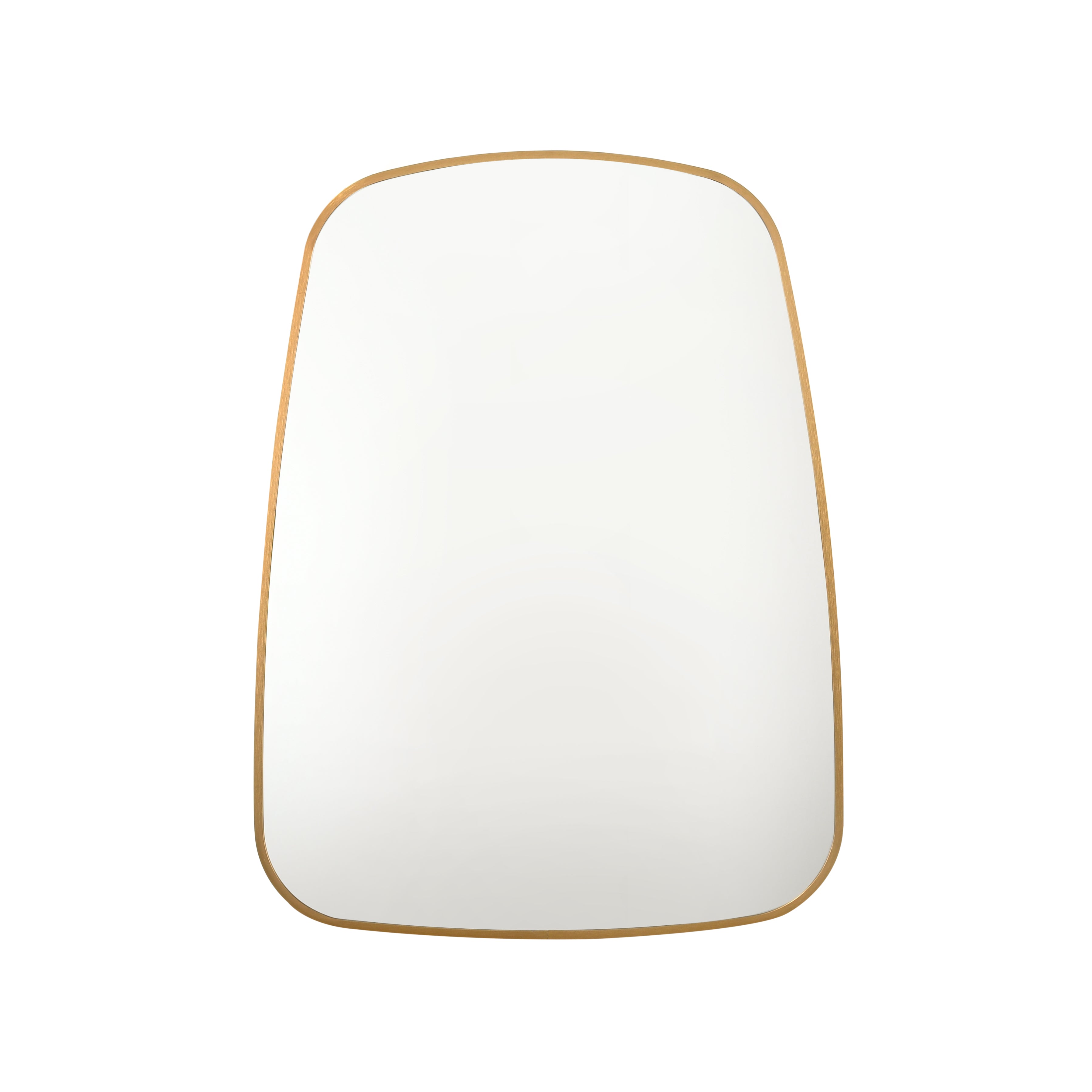 Aluminium frame mirror with soft edges in gold, modern design, ideal for contemporary bathroom decor.