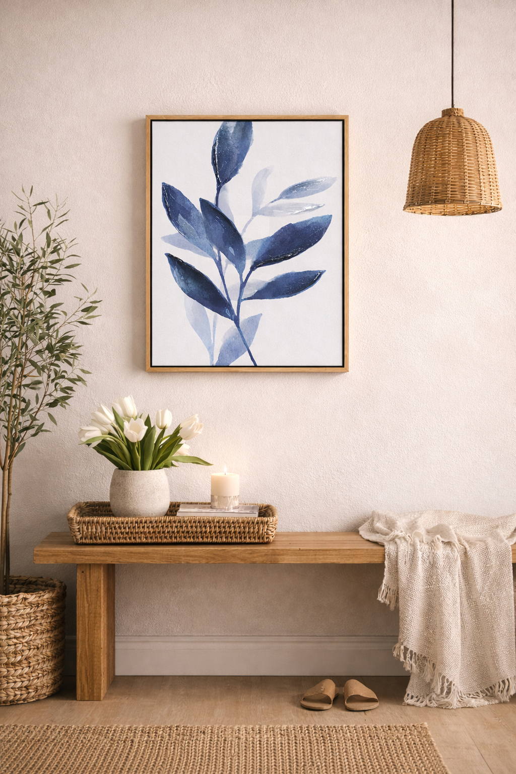 Indigo Stem I Framed Canvass