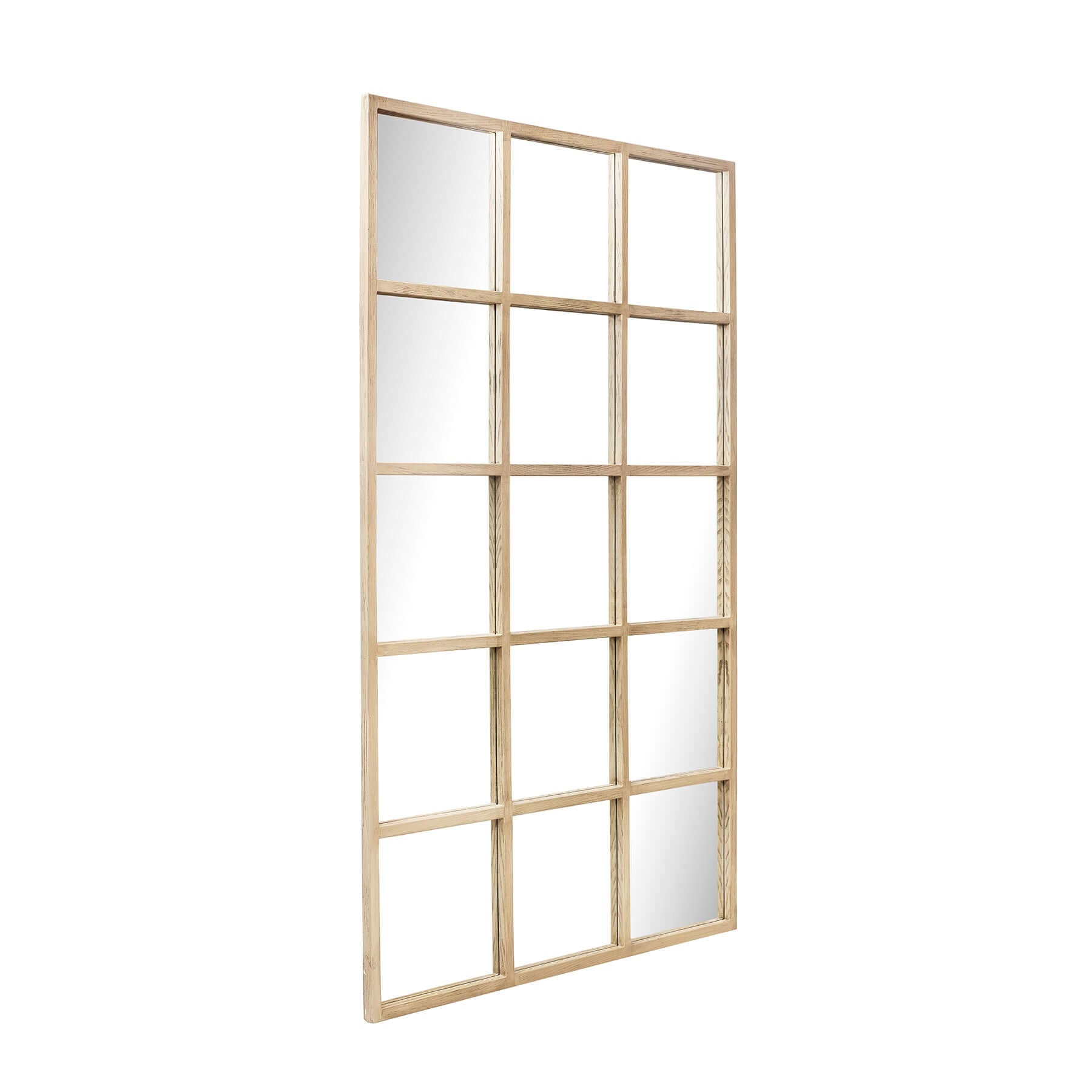 Large Dutch Mirror with a wood-styled resin frame and window panel design, ideal for home decor.