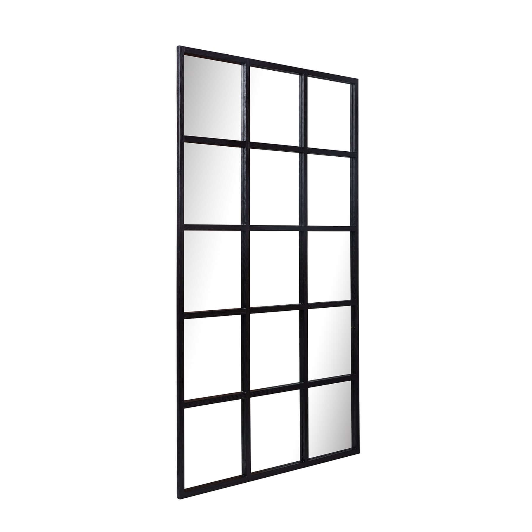 Large Dutch Mirror with a sleek wood-style frame and window panel design, perfect for home decor.