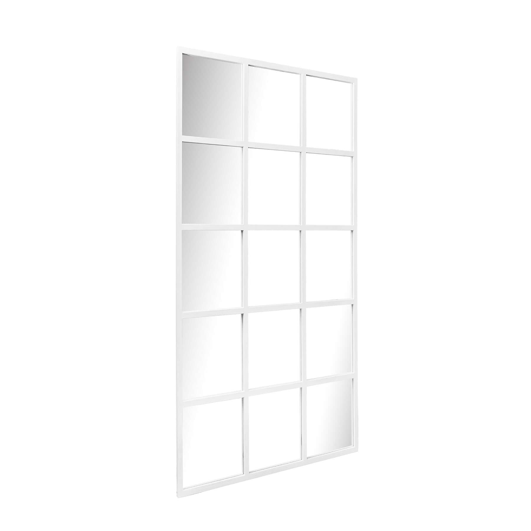 Dutch Mirror with a sleek white wood-framed window panel design, perfect for modern home decor.