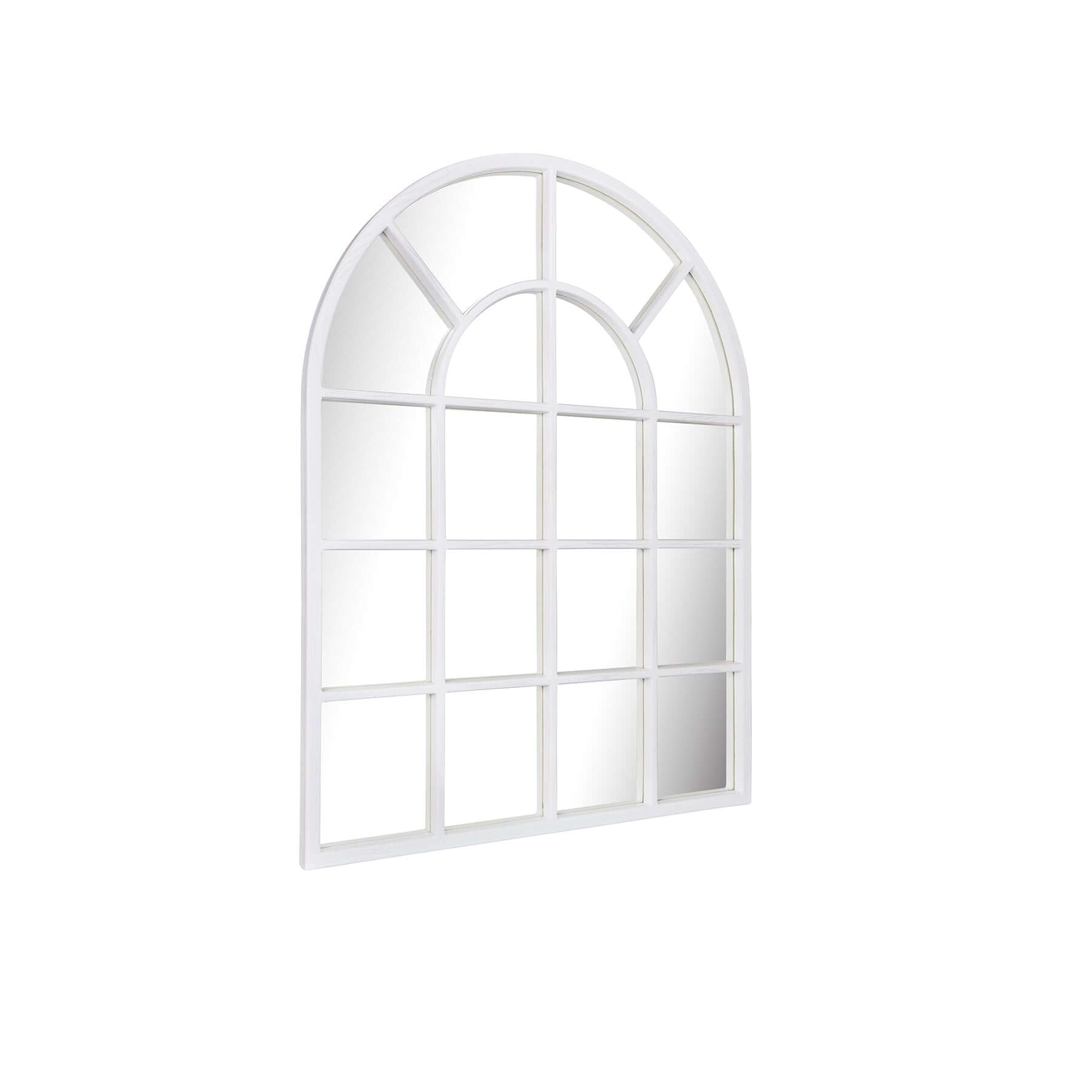 Medium Arch Mirror with wood-styled frame and arched top, perfect for entryways and living spaces.