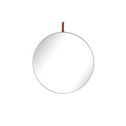 Lexi Round Mirror Small with leather strap, perfect for elevating modern interior decor.