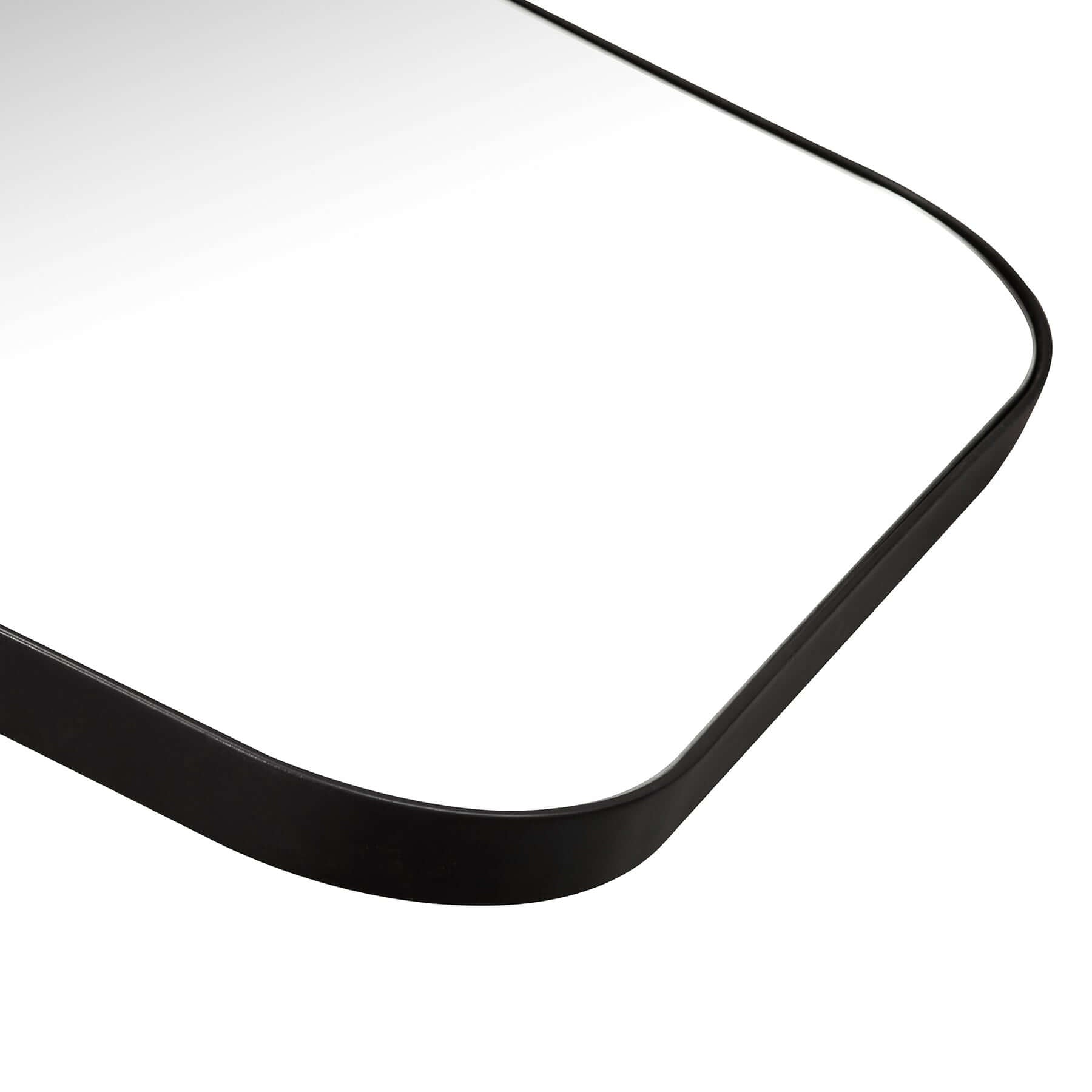 Close-up view of the Lexi Square Mirror showcasing its sleek design and modern black frame.