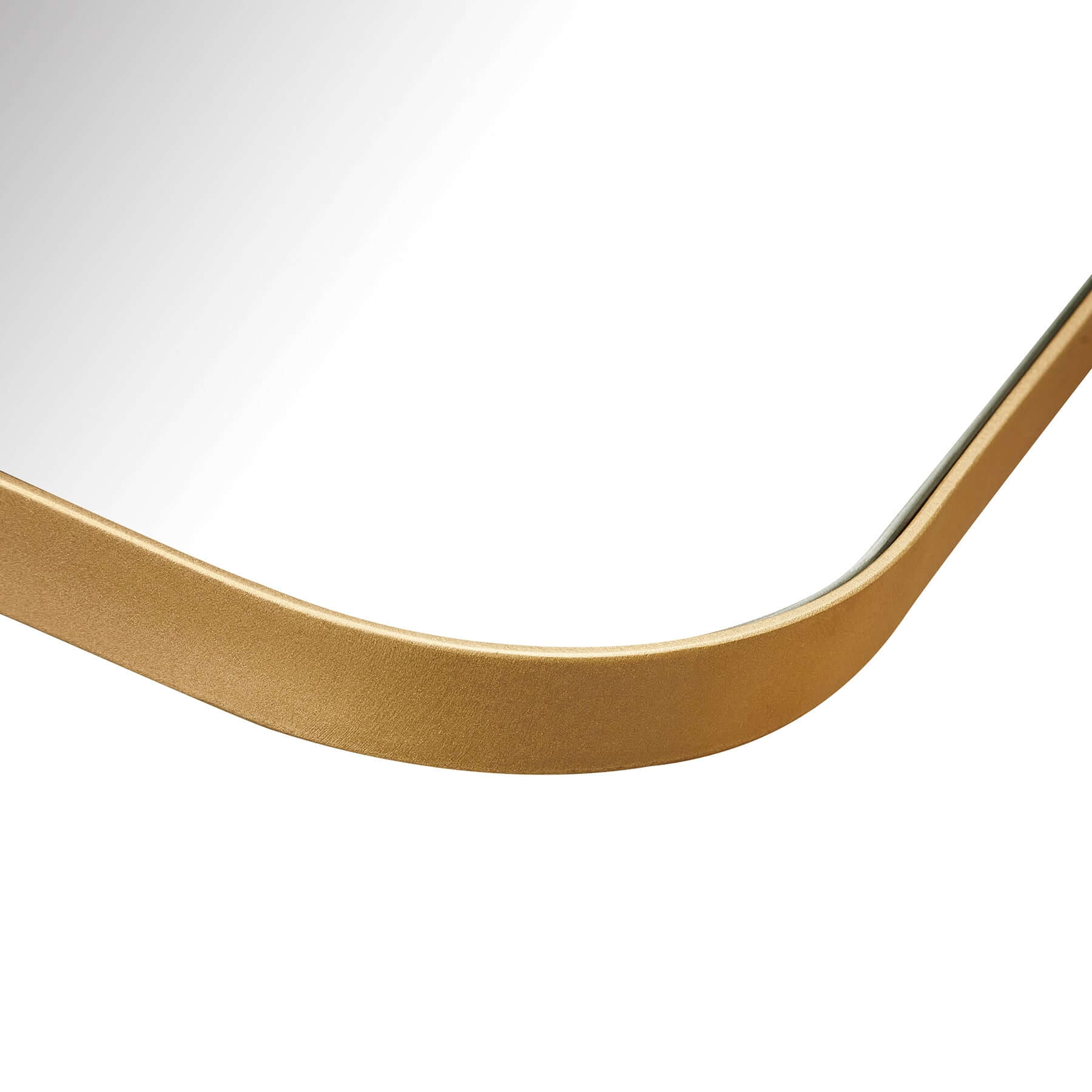 Close-up of the gold edge detailing on the Lexi Square Mirror, showcasing its modern design and elegant finish.