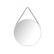 Stellar Mirror with a sleek resin frame and leather strap, showcasing modern elegance and sophistication.