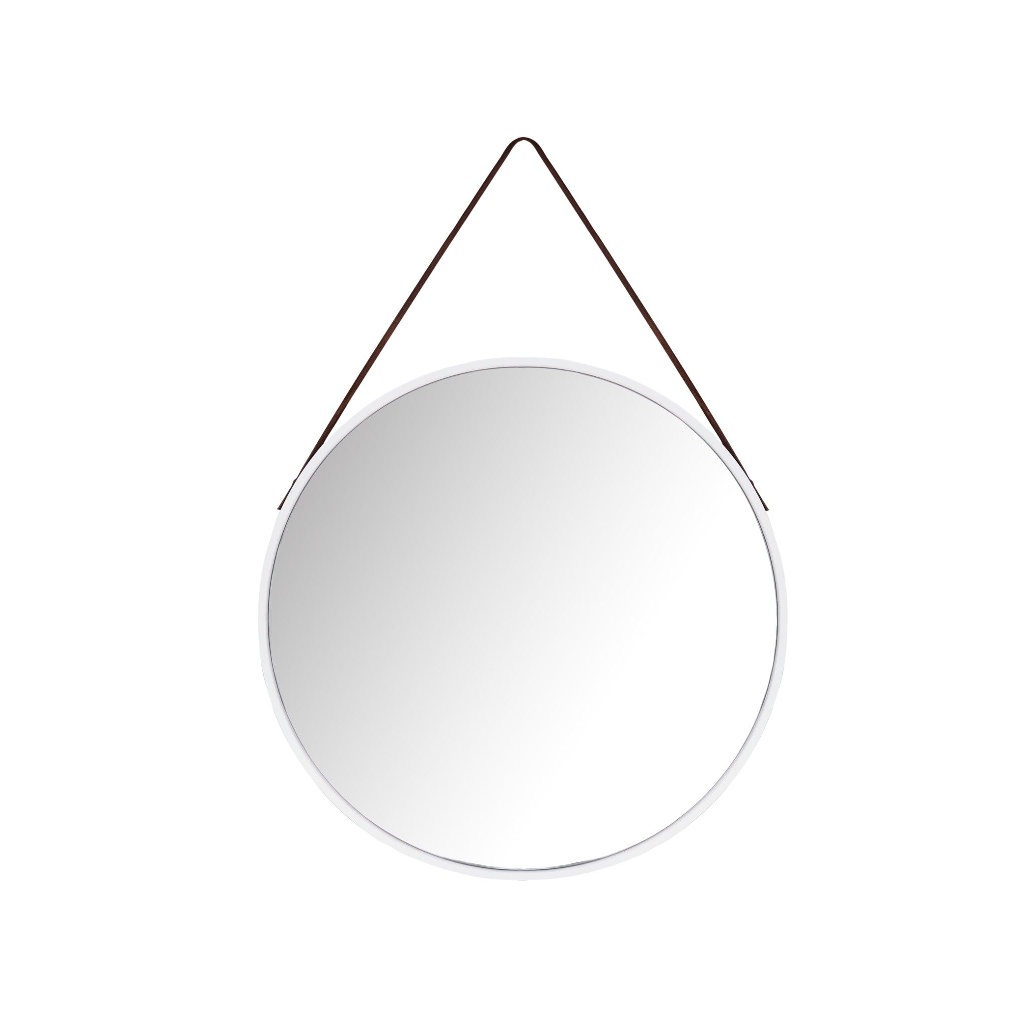 Stellar Mirror with a sleek resin frame and leather strap, showcasing modern elegance and sophistication.