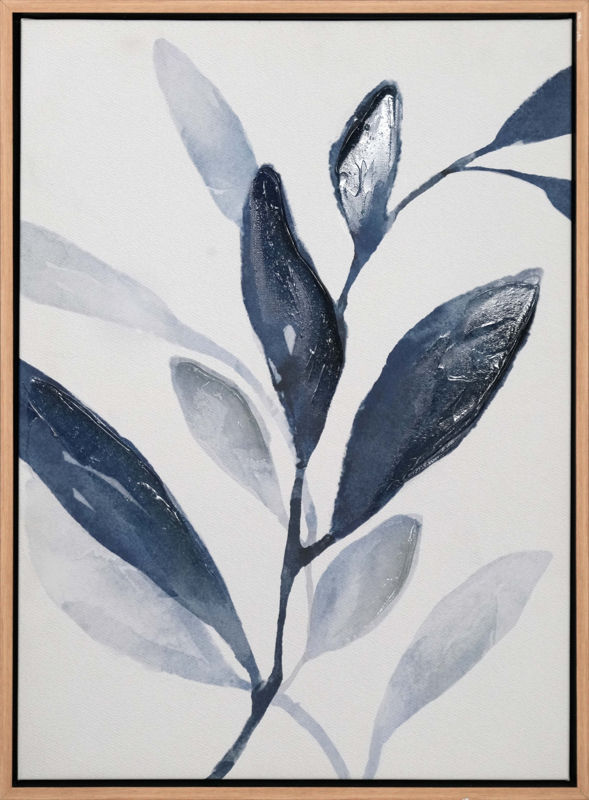 Indigo Stem II Framed Canvass