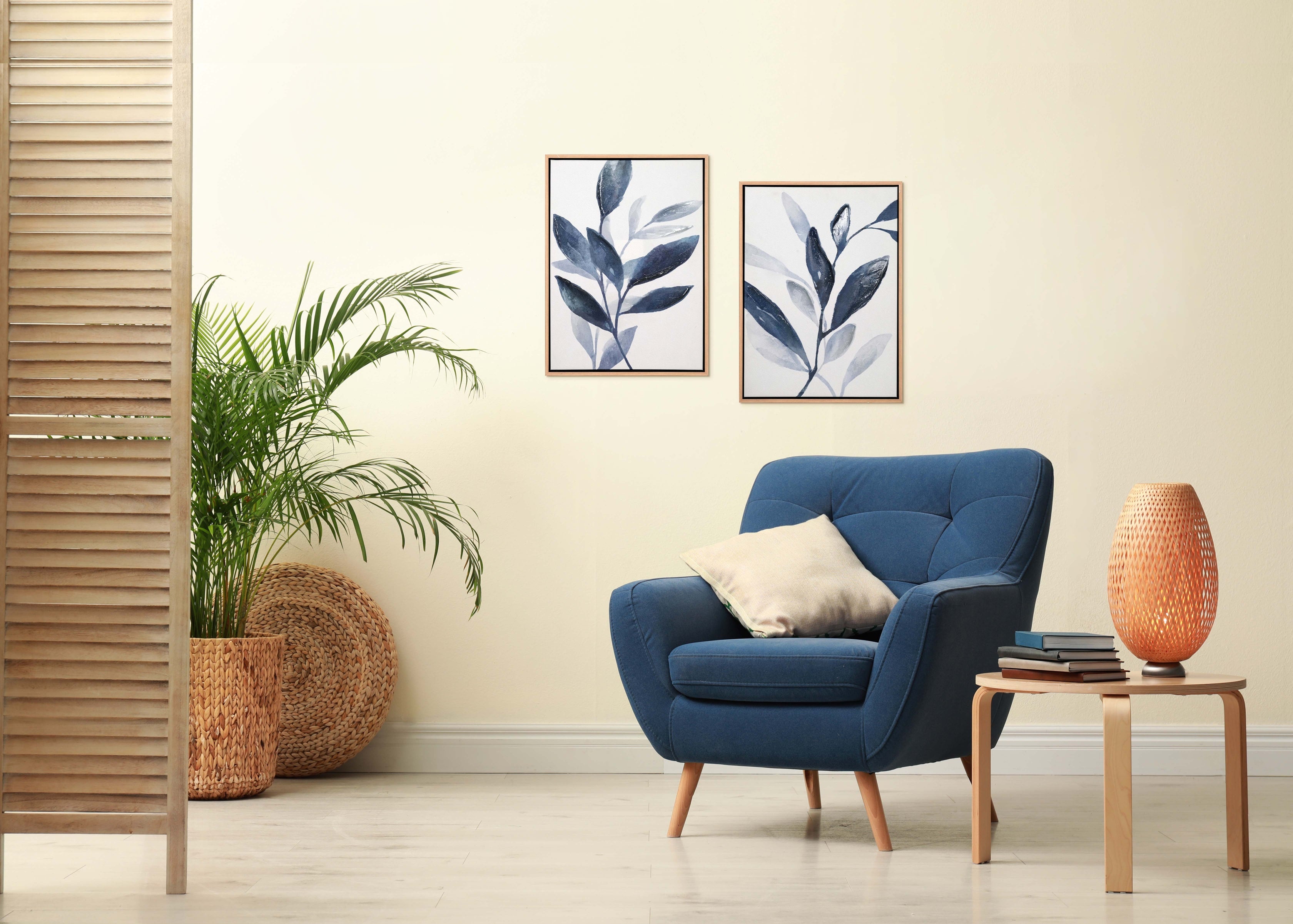 Indigo Stem I Framed Canvass