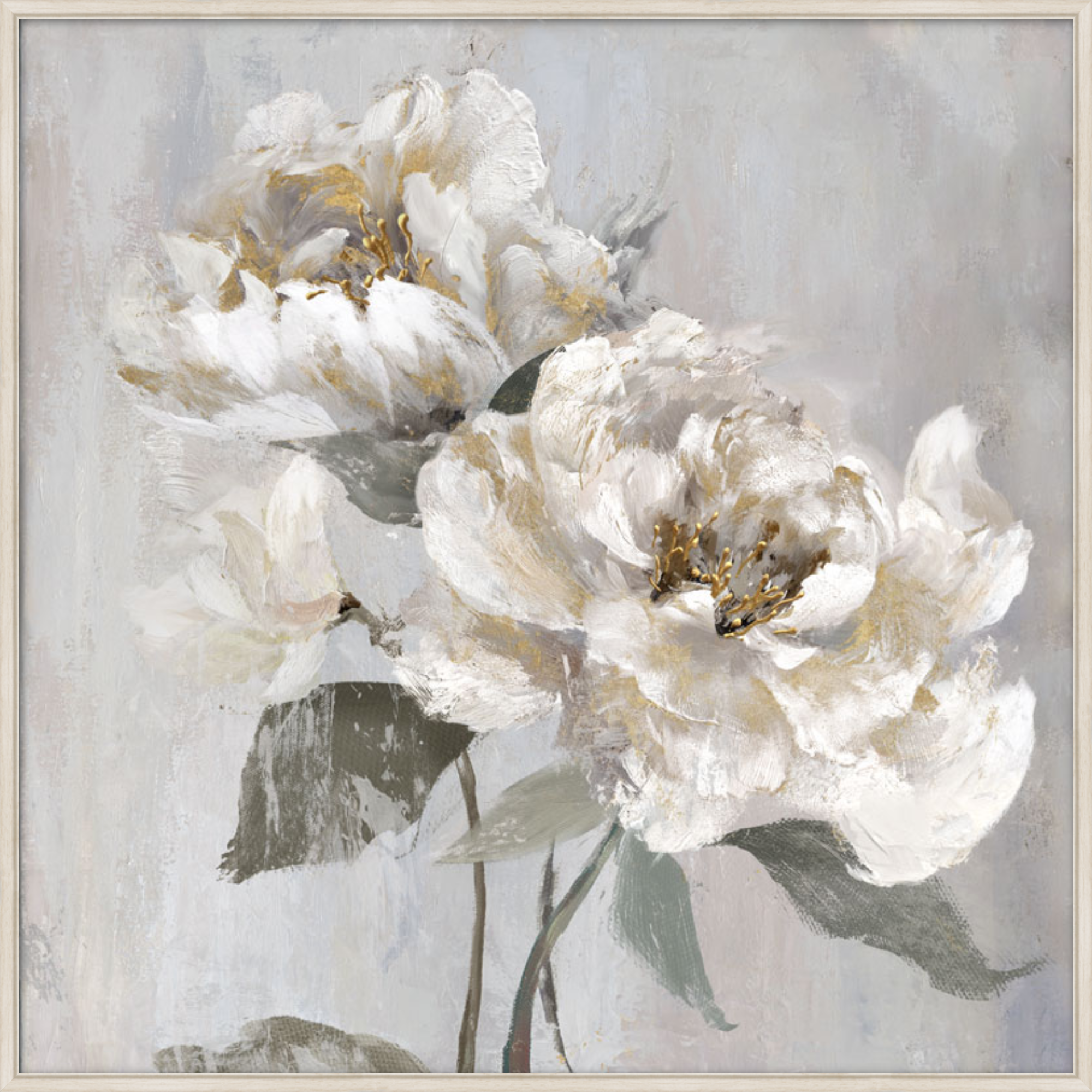 Botanical framed canvas with delicate floral detail.