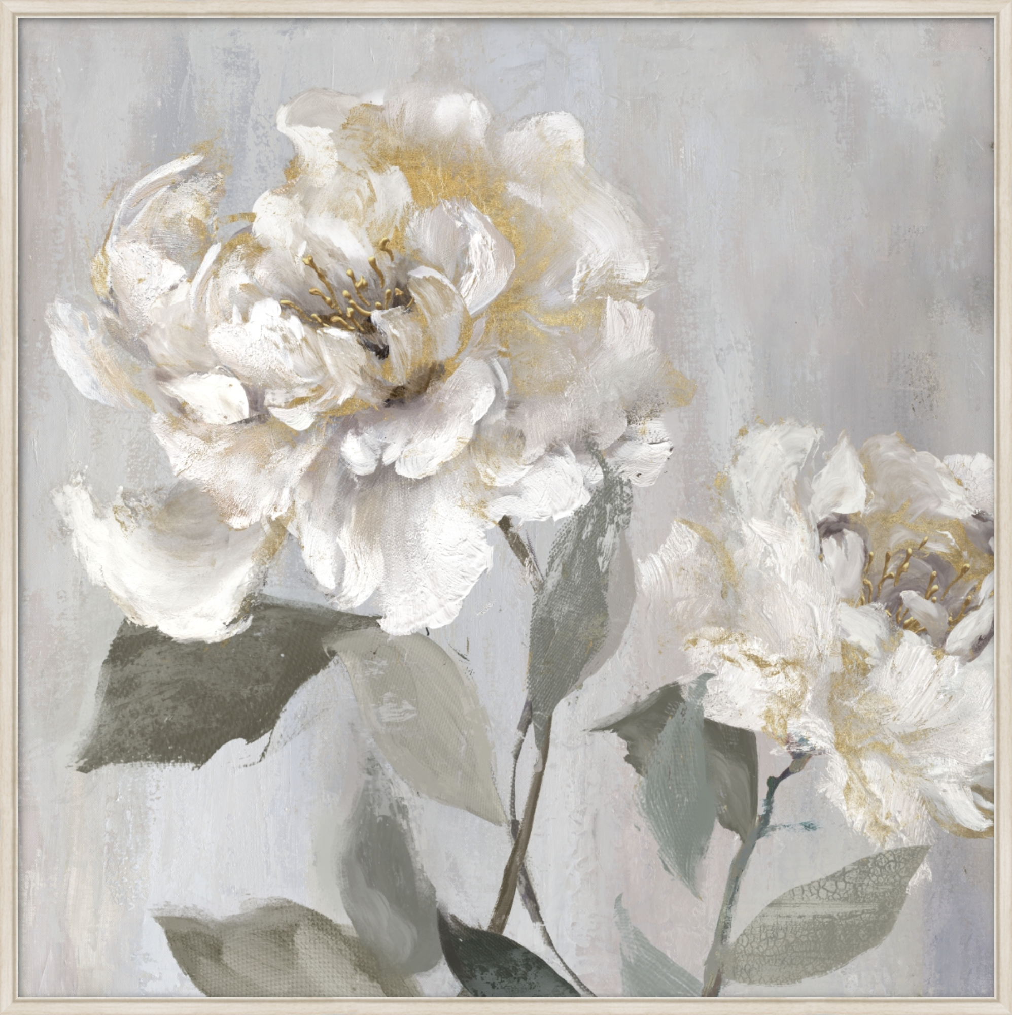 Botanical framed canvas with refined floral detail.