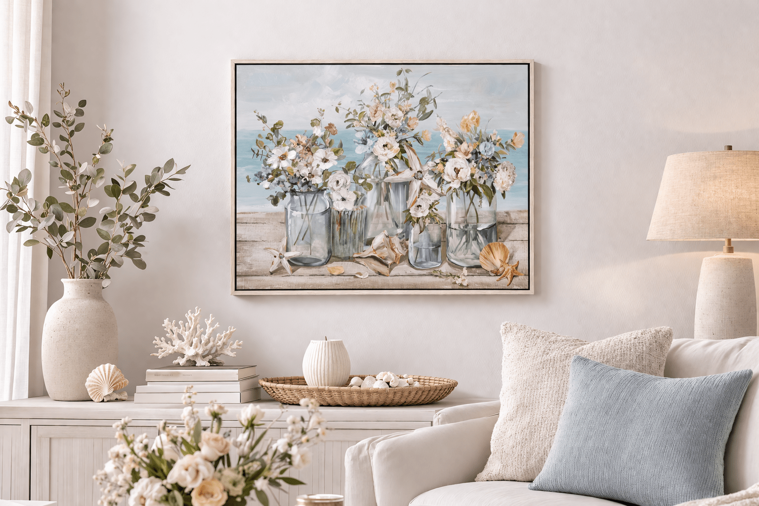 Coastal Bloom Framed Canvas - Paramount Mirrors and PrintsPMM-WF-007Framed Canvas