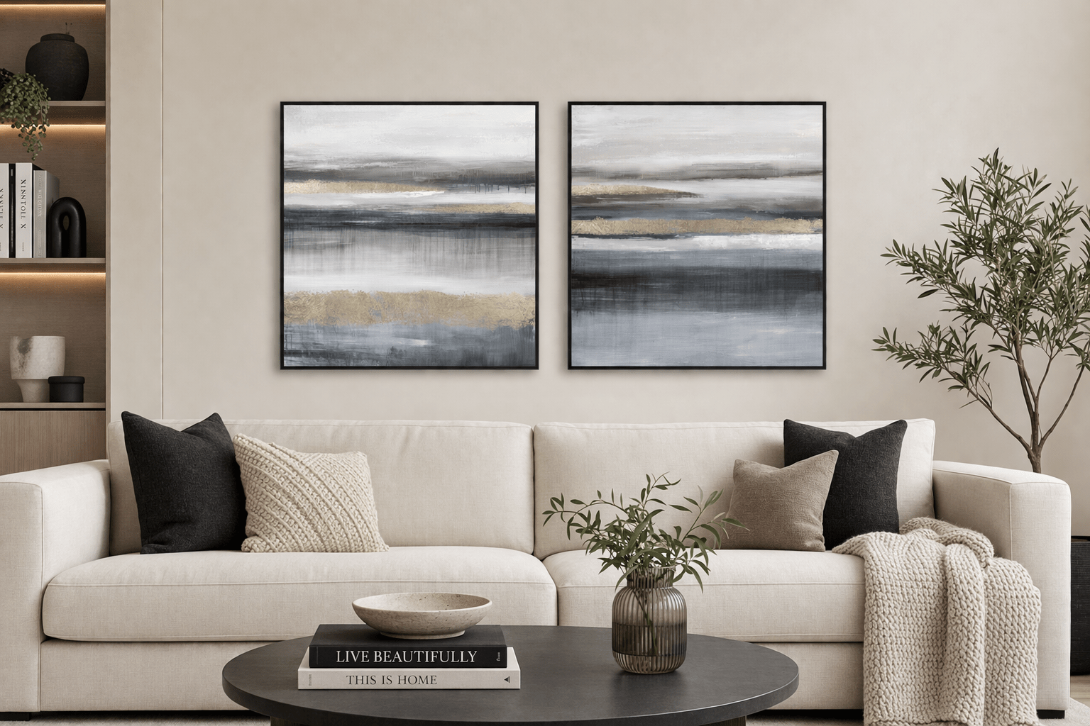 Gilded Horizon I Framed Canvas - Paramount Mirrors and PrintsPMM-WF-001Framed Canvas