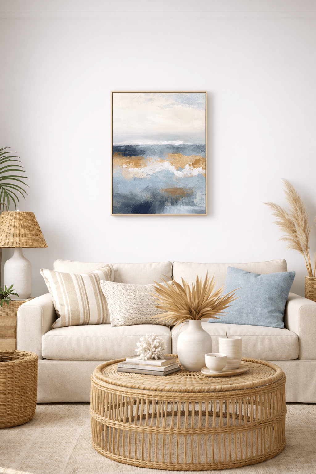 Golden Shoreline Framed Canvas - Paramount Mirrors and PrintsPMM-WF-013Framed Canvas