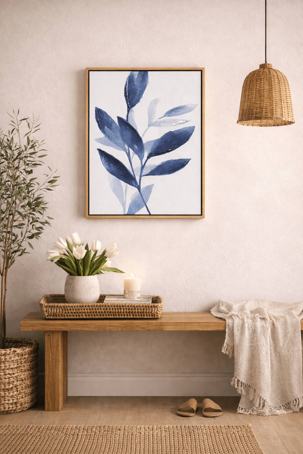Indigo Stem I Framed Canvas - Paramount Mirrors and PrintsPMM-WF-009Framed Canvas