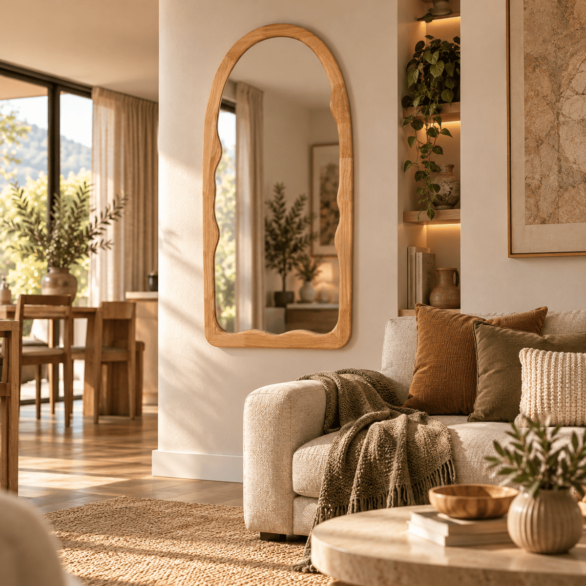 Irregular Arch Large Mirror Natural - 600x1200mm - Paramount Mirrors and Prints