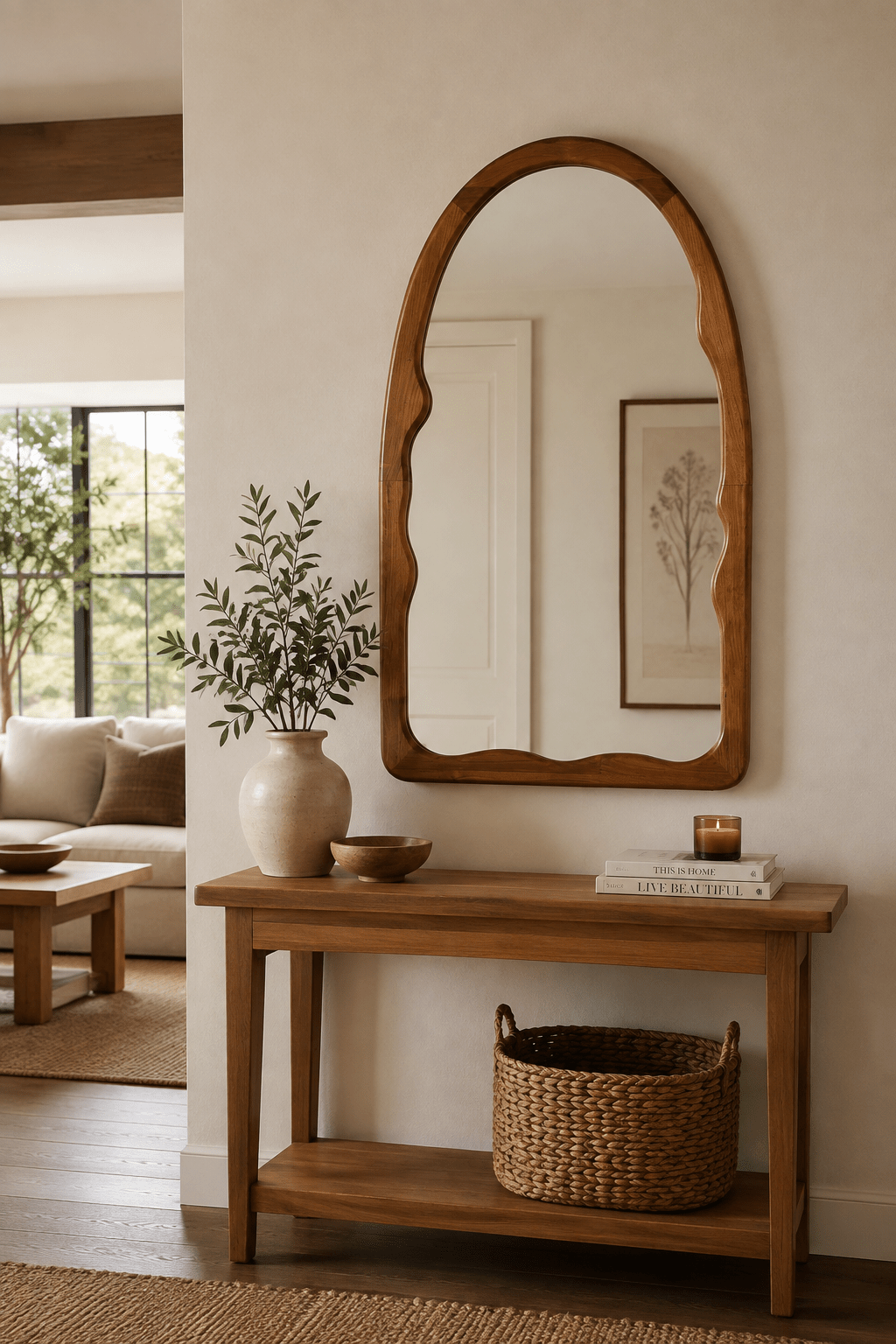 Irregular Arch Walnut Mirror - Paramount Mirrors and Prints